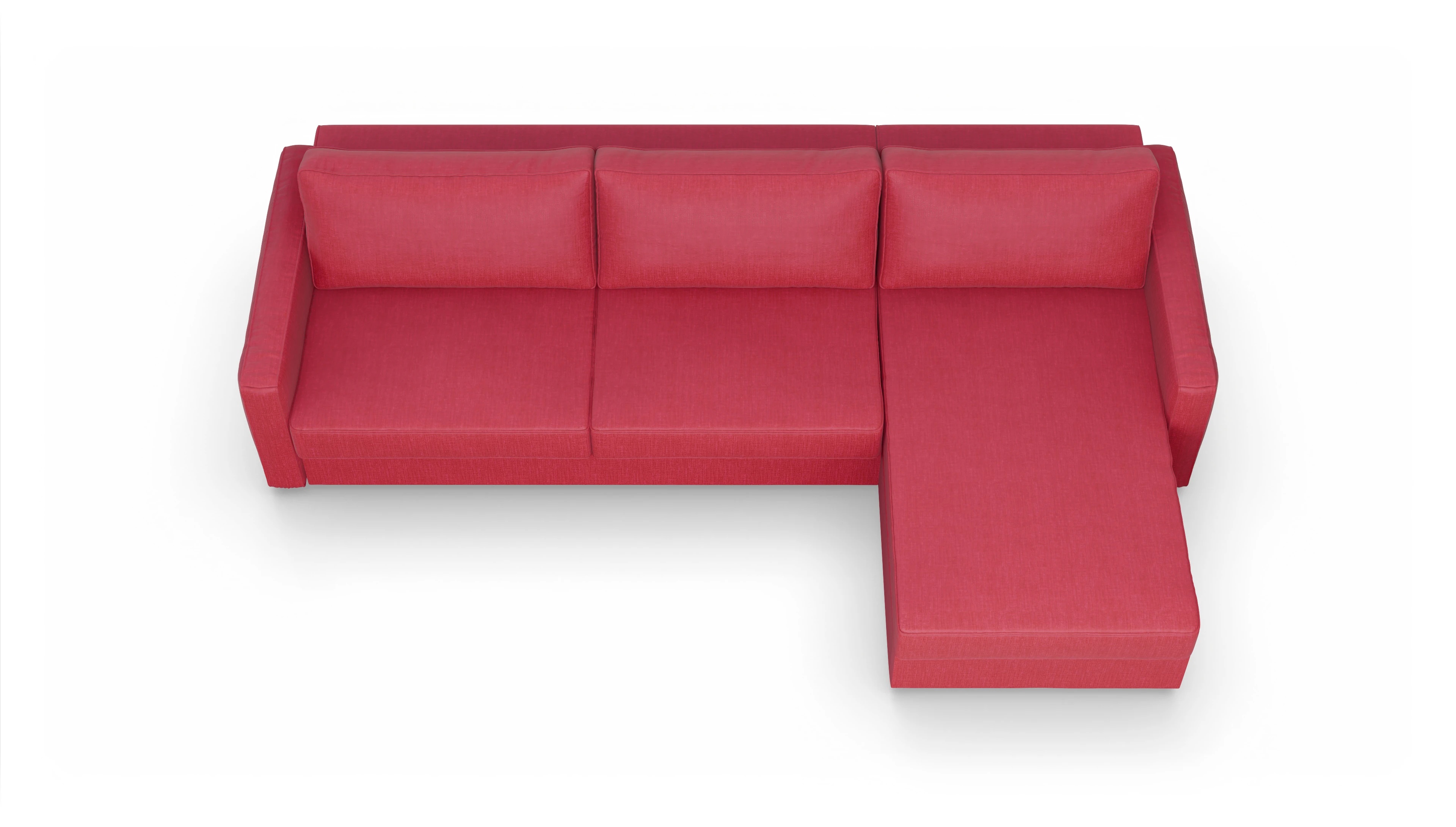 Design-Couch Ferali Ansicht des Produktes Ferali Sofa mit Rec rechts in Stoff rot