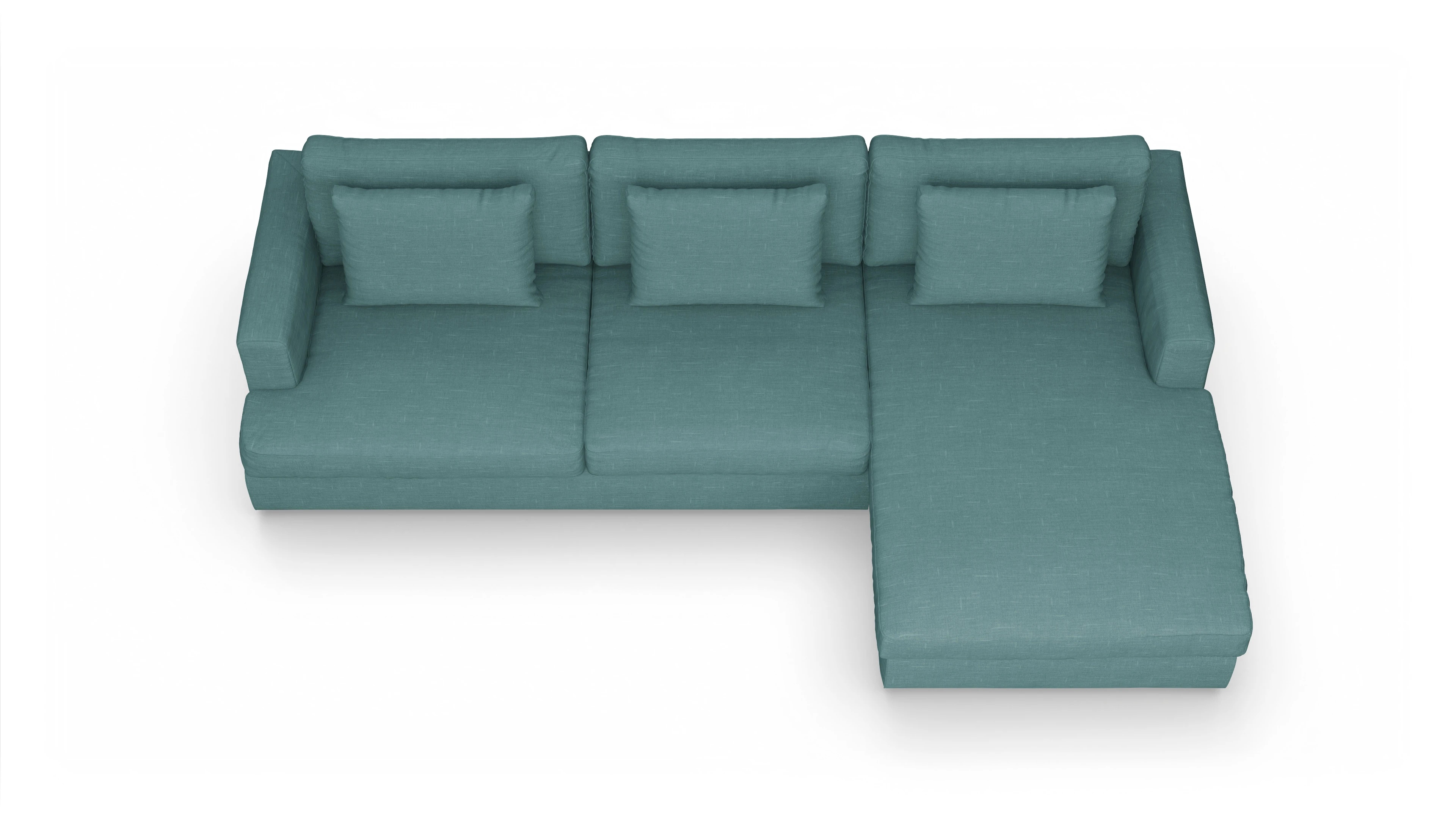 Ansicht des Produktes Sospiri Sofa mit Rec rechts in Stoff grün