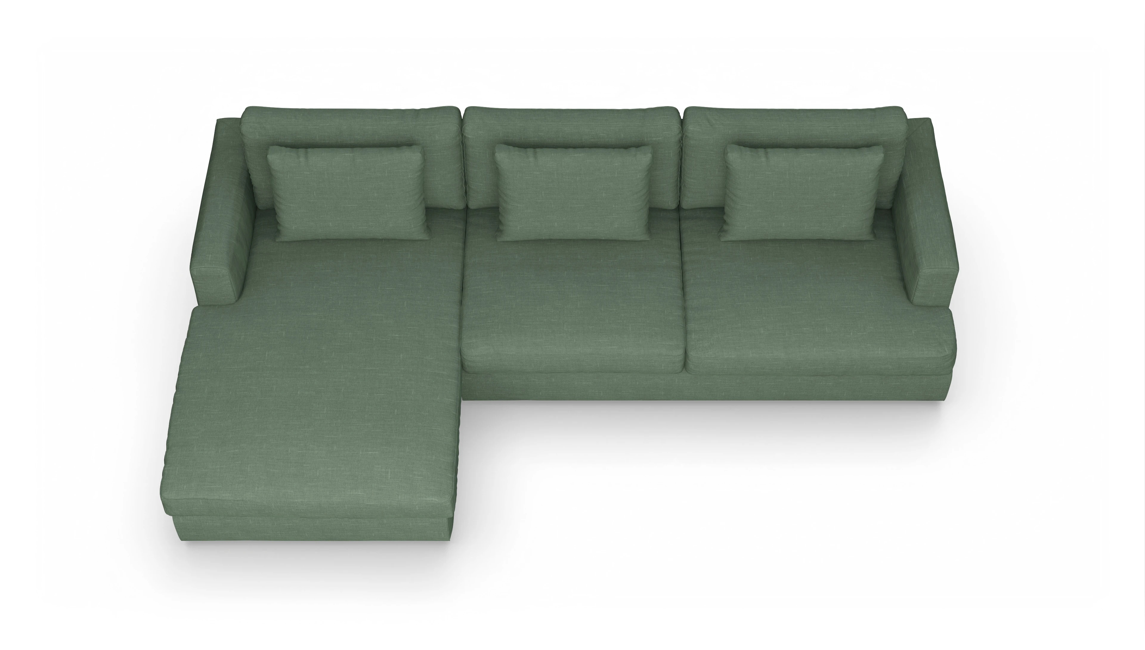 Ansicht des Produktes Sospiri Sofa mit Rec links in Stoff grün