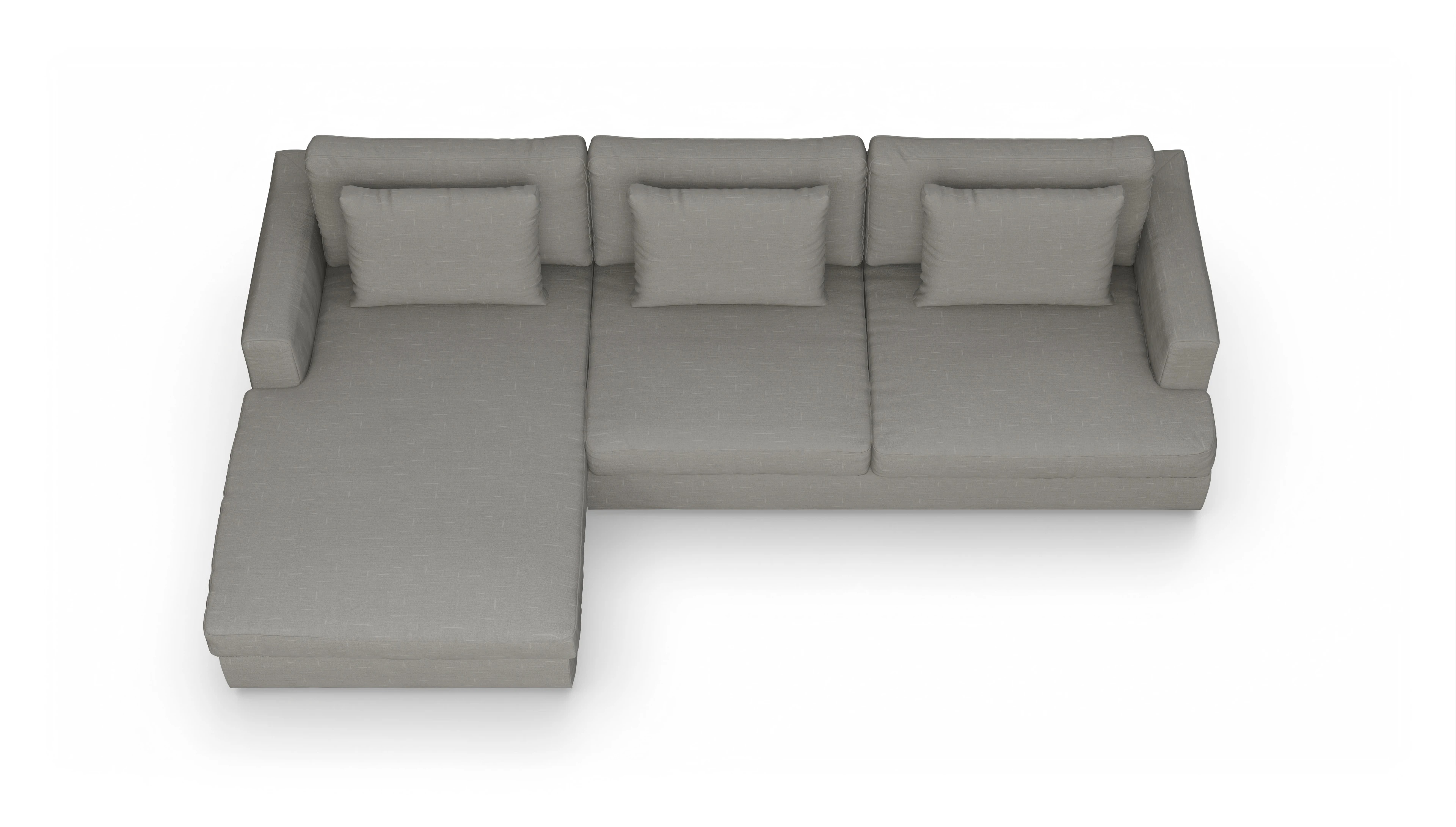 Schlafsofa Sospiri Ansicht des Produktes Sospiri Sofa mit Rec links in Stoff grau