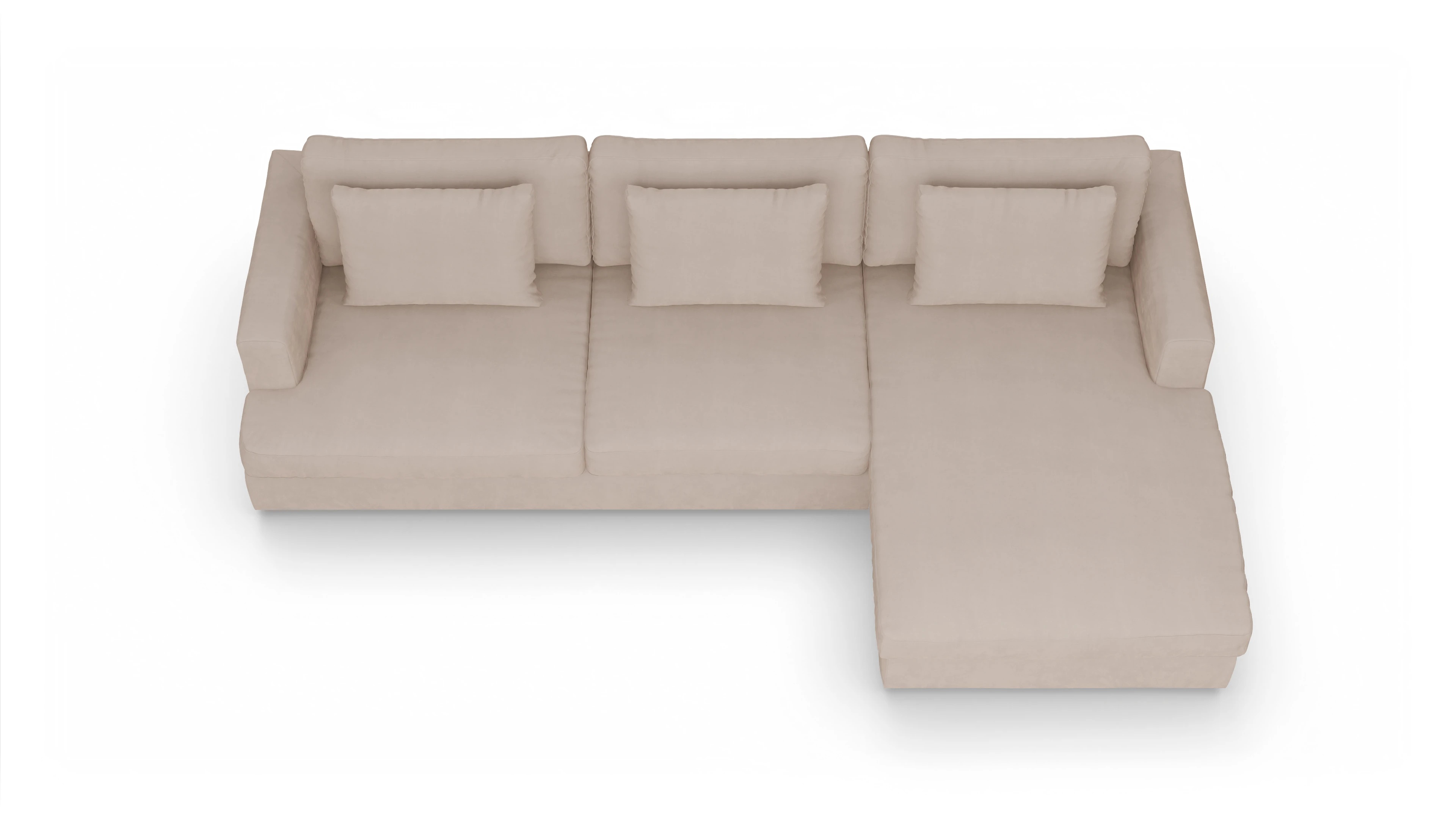 Ansicht des Produktes Sospiri Sofa mit Rec rechts in Samt beige