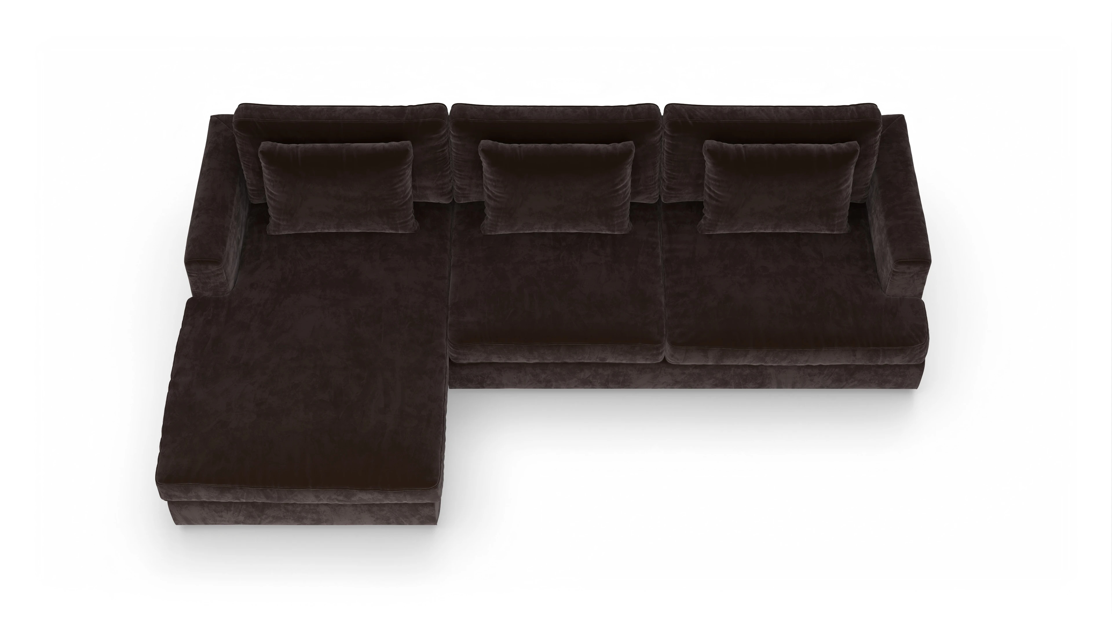Ansicht des Produktes Sospiri Sofa mit Rec links in Samt braun