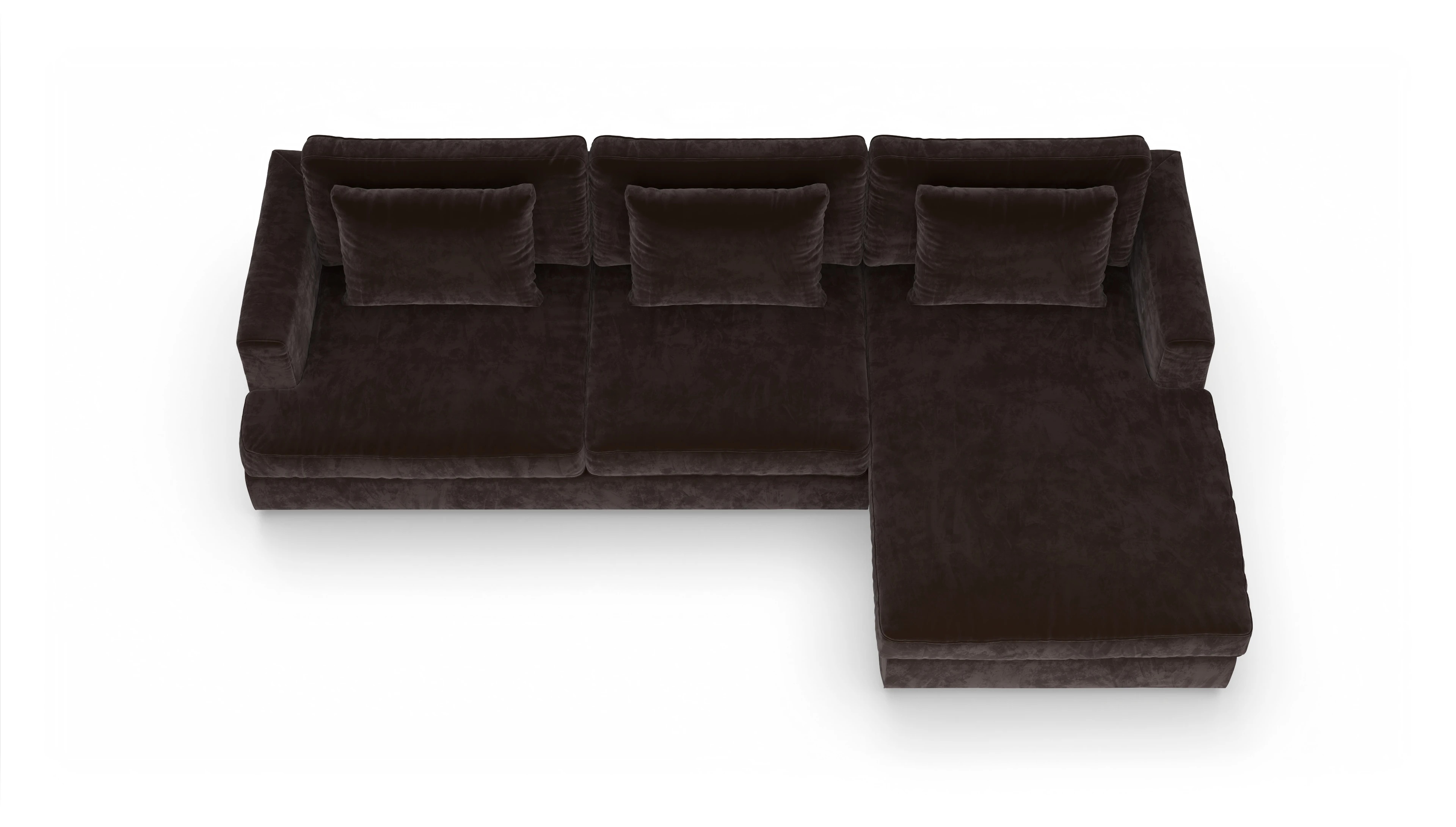 Ansicht des Produktes Sospiri Sofa mit Rec rechts in Samt braun
