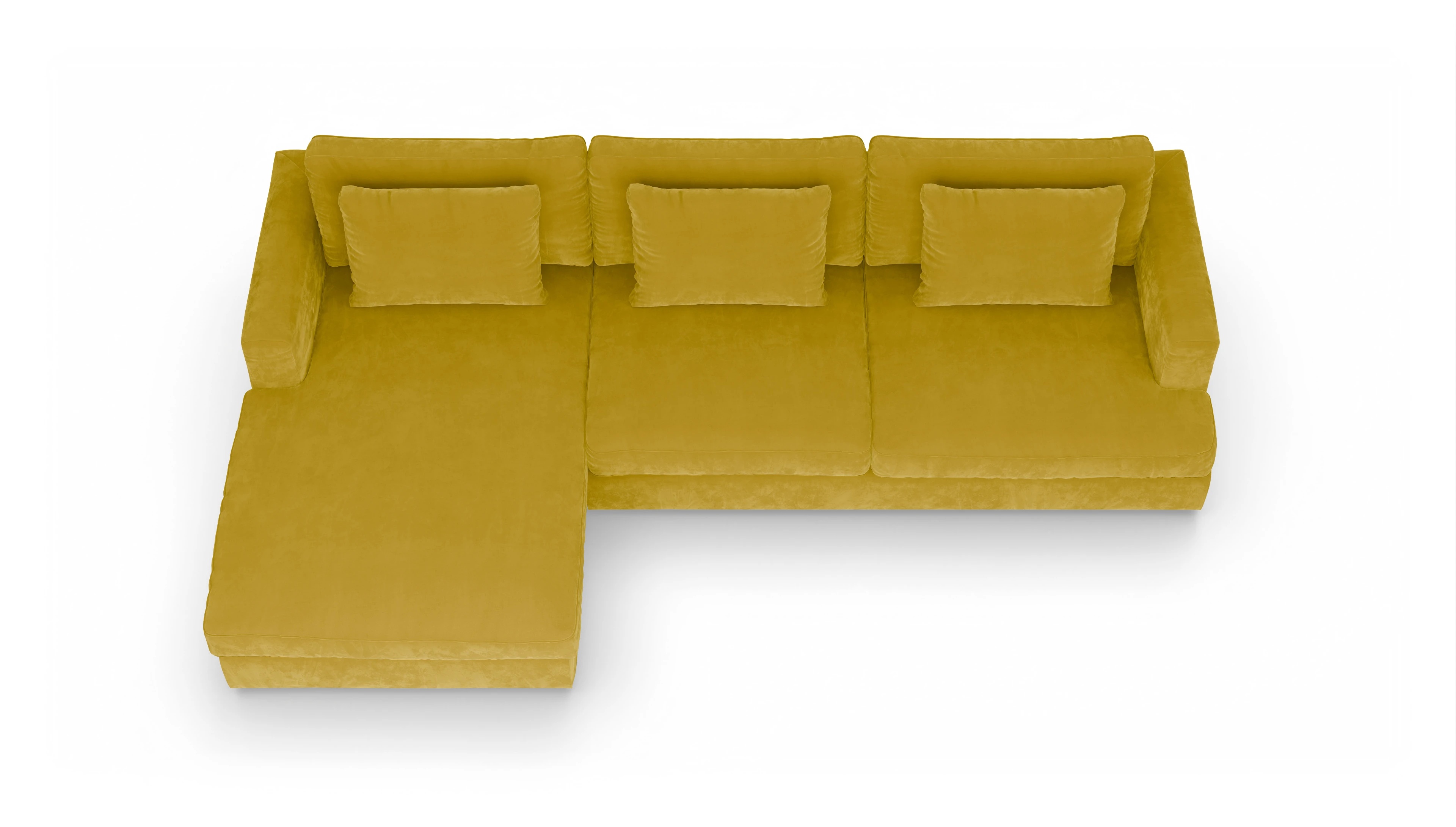 Ansicht des Produktes Sospiri Sofa mit Rec links in Samt gelb