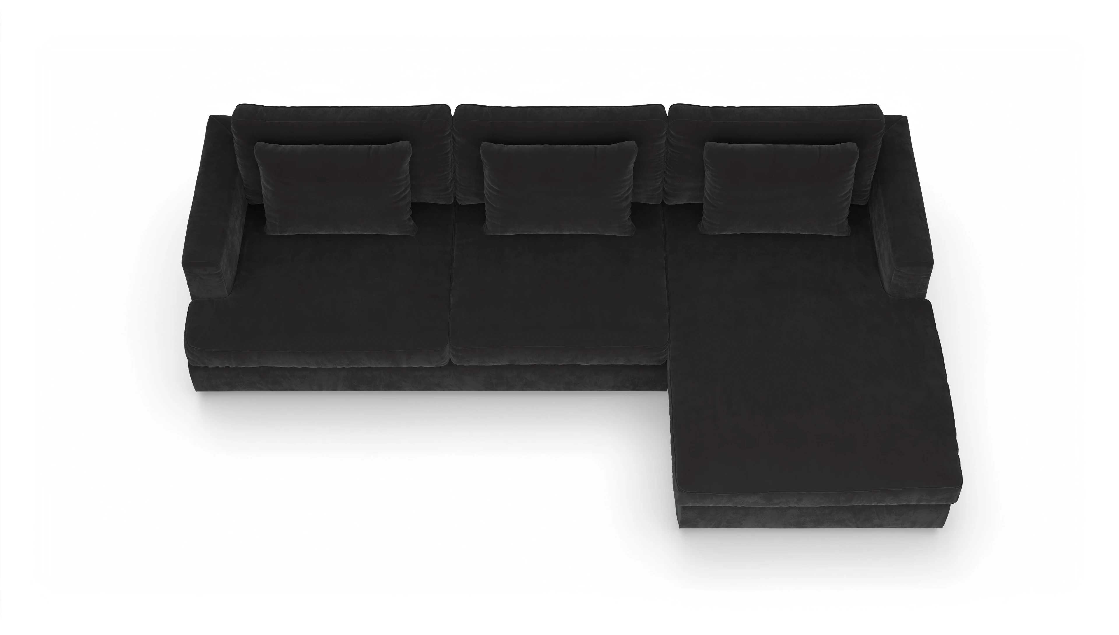 Schlafsofa Sospiri Ansicht des Produktes Sospiri Sofa mit Rec rechts in Samt grau