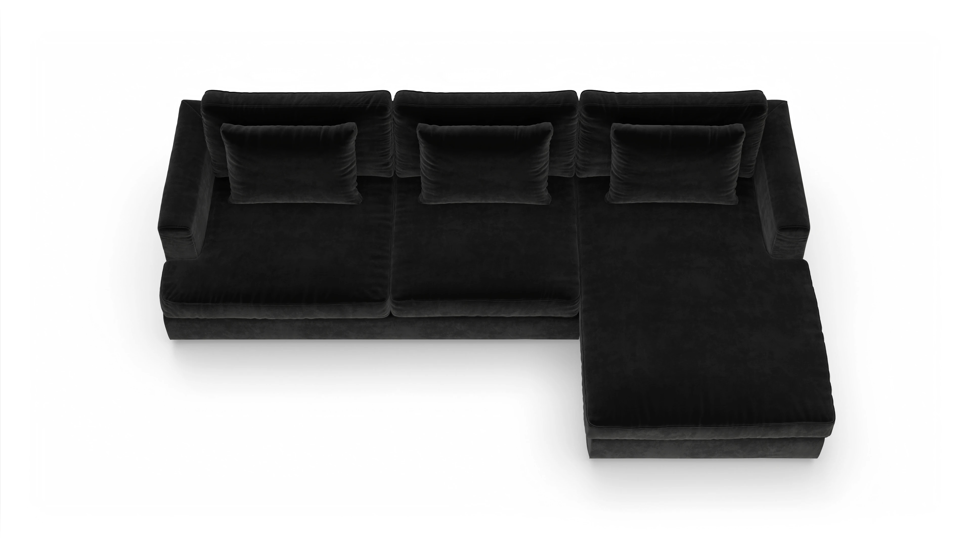 Ansicht des Produktes Sospiri Sofa mit Rec rechts in Samt schwarz