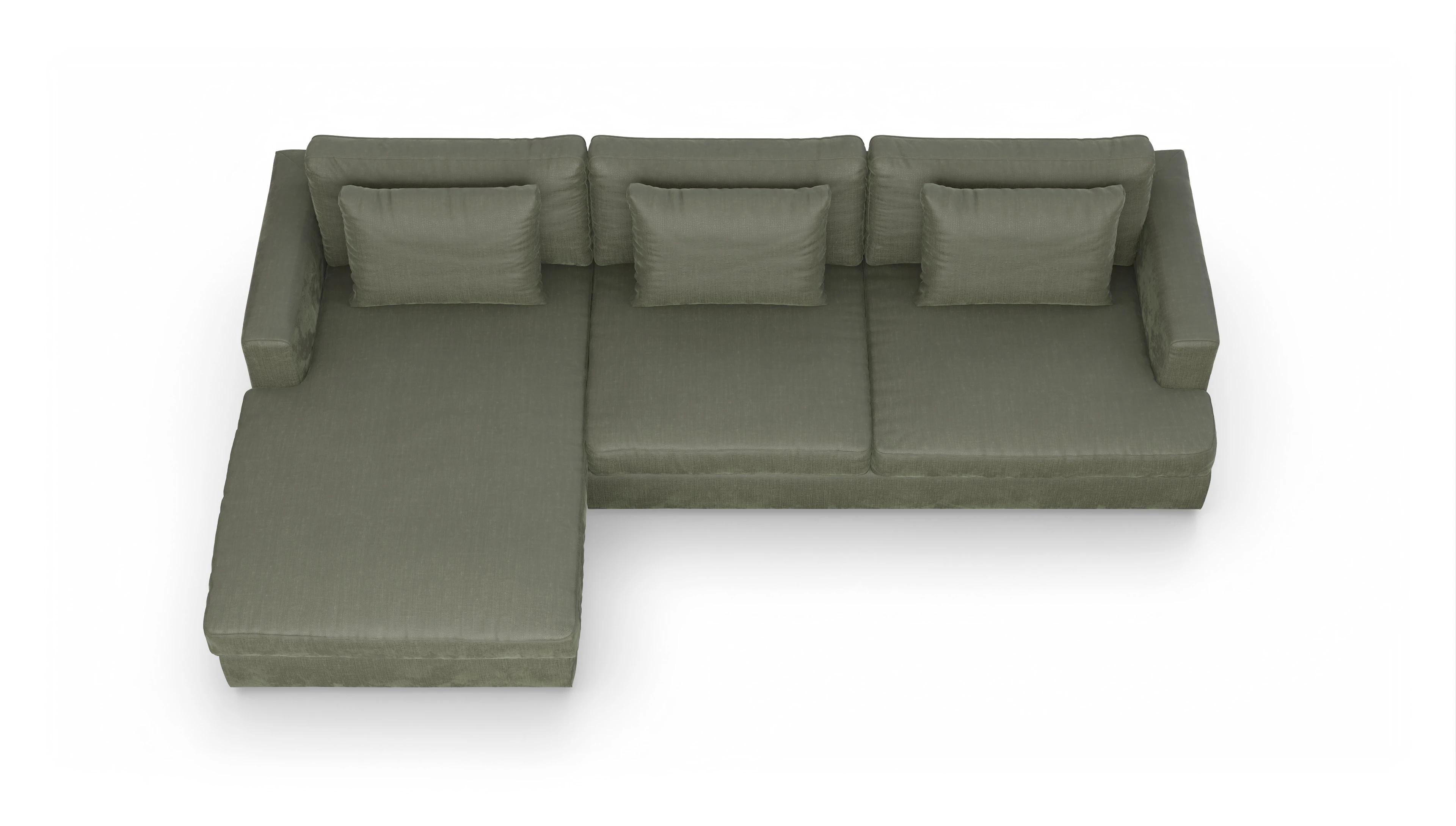 Ansicht des Produktes Sospiri Sofa mit Rec links in Stoff grün