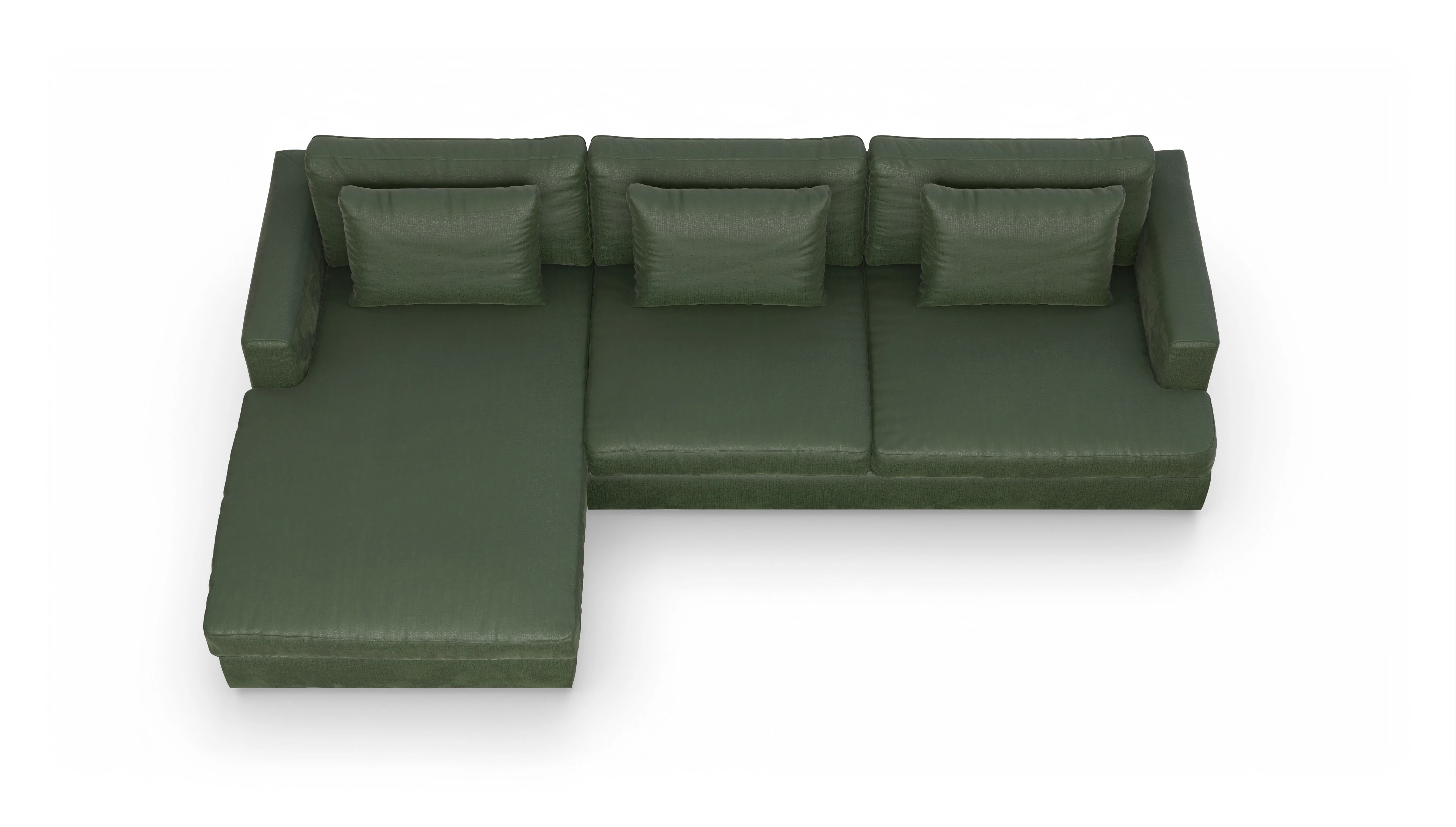 Ansicht des Produktes Sospiri Sofa mit Rec links in Stoff grün