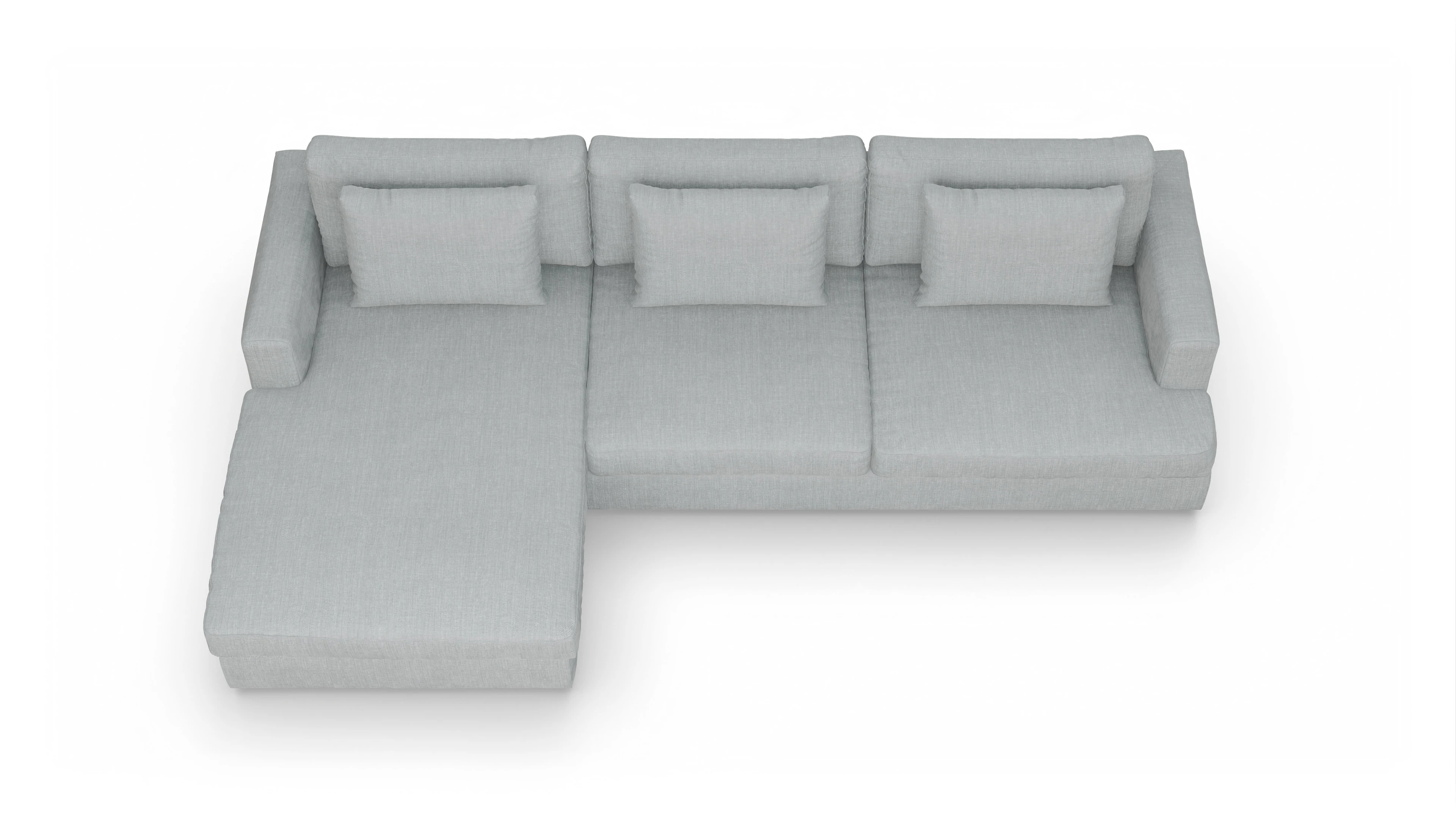 Ansicht des Produktes Sospiri Sofa mit Rec links in Stoff grau