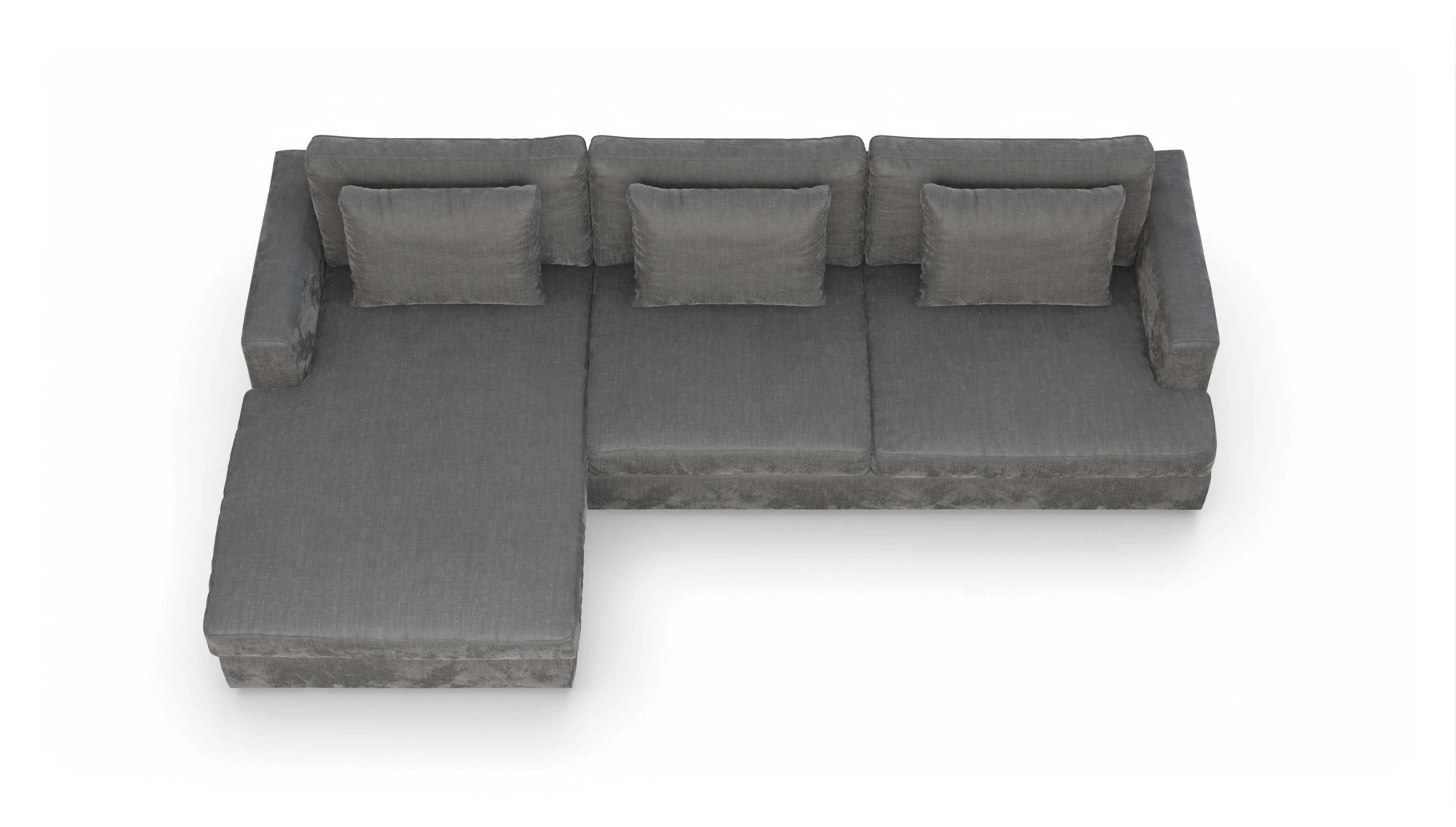 Schlafsofa Sospiri Ansicht des Produktes Sospiri Sofa mit Rec links in Stoff grau