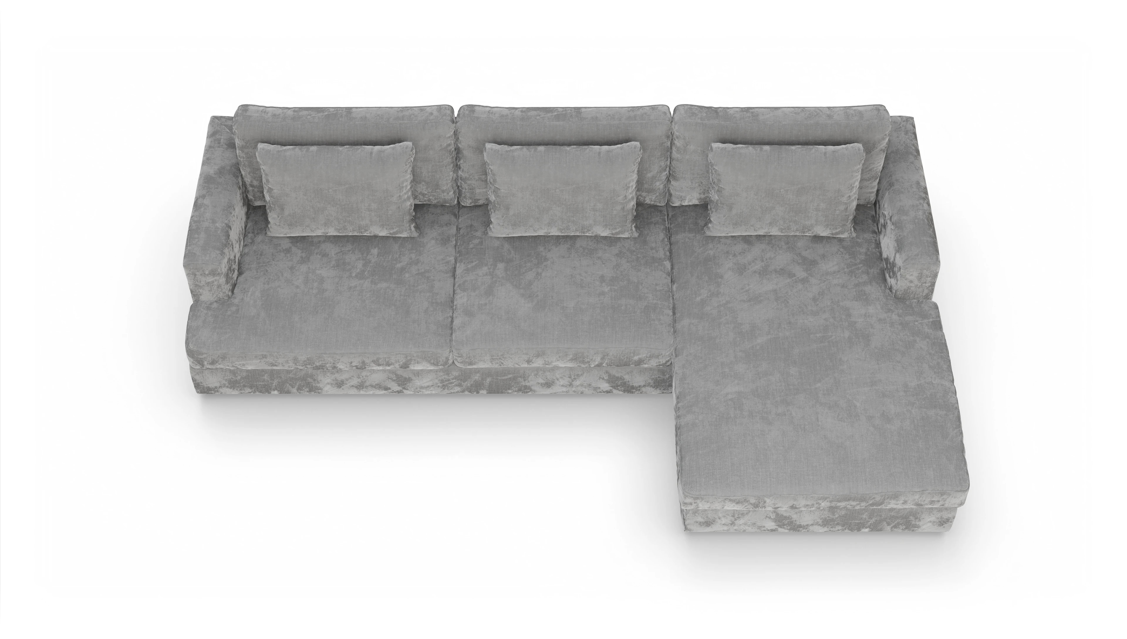 Schlafsofa Sospiri Ansicht des Produktes Sospiri Sofa mit Rec rechts in Stoff grau