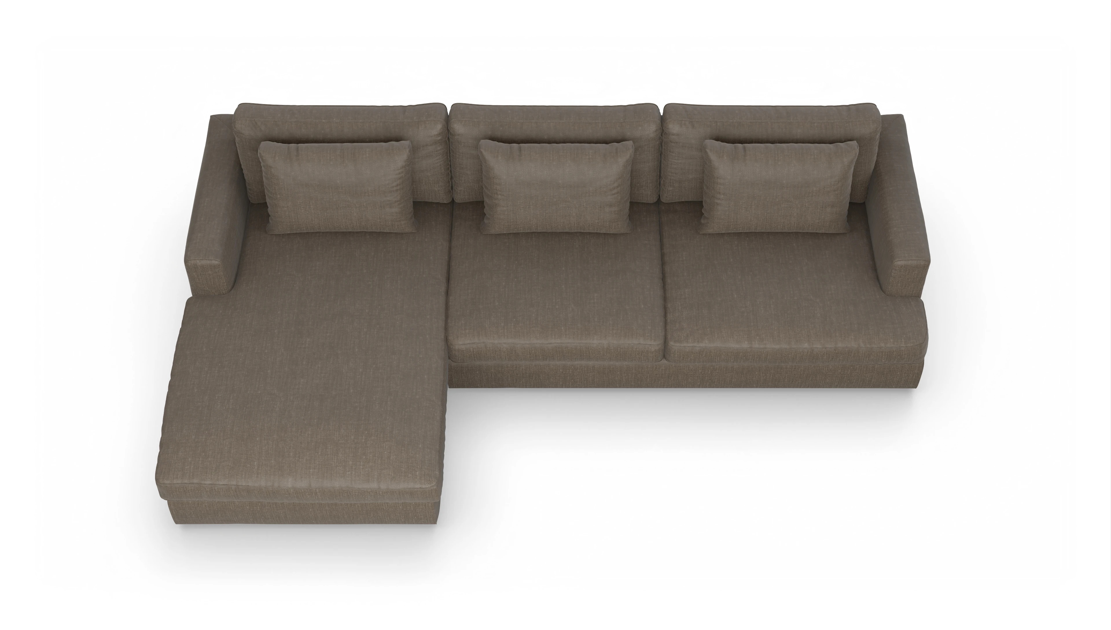 Ansicht des Produktes Sospiri Sofa mit Rec links in Stoff braun