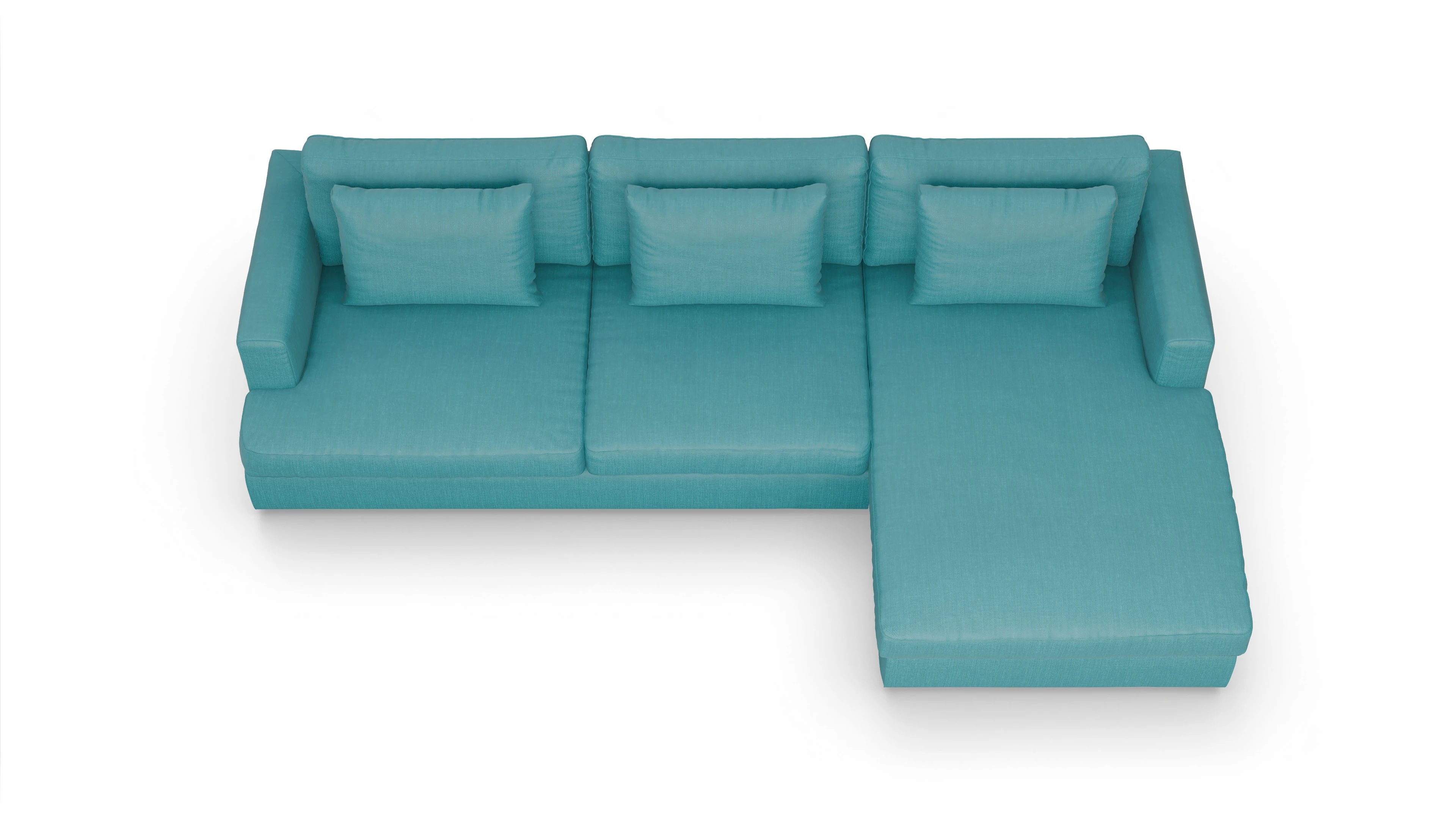 Schlafsofa Sospiri Ansicht des Produktes Sospiri Sofa mit Rec rechts in Stoff blau
