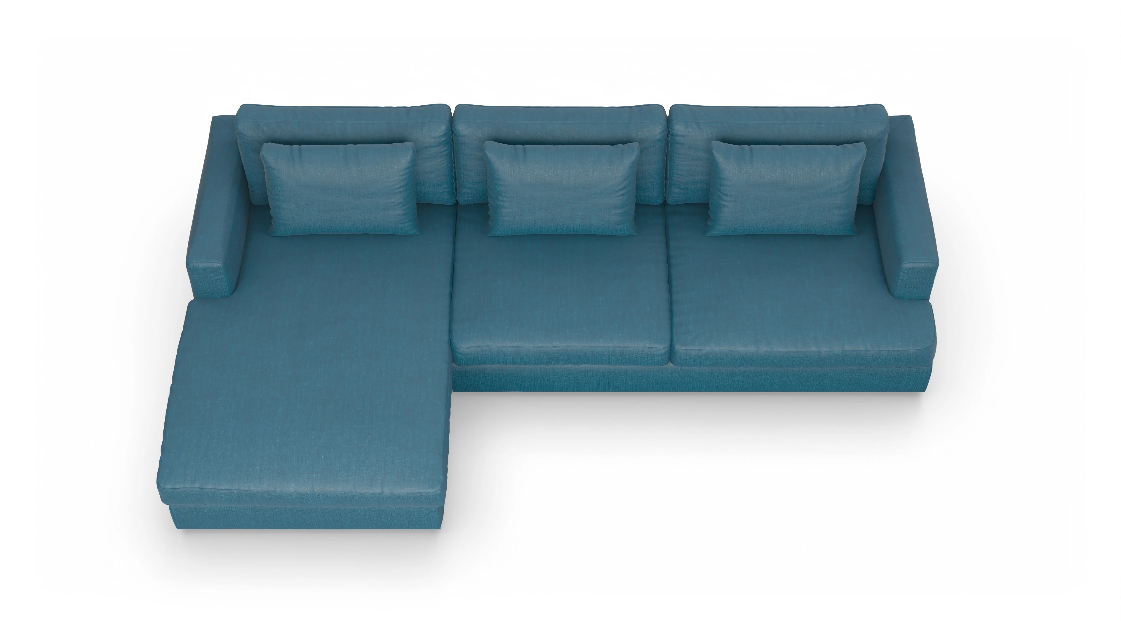Schlafsofa Sospiri Ansicht des Produktes Sospiri Sofa mit Rec links in Stoff blau