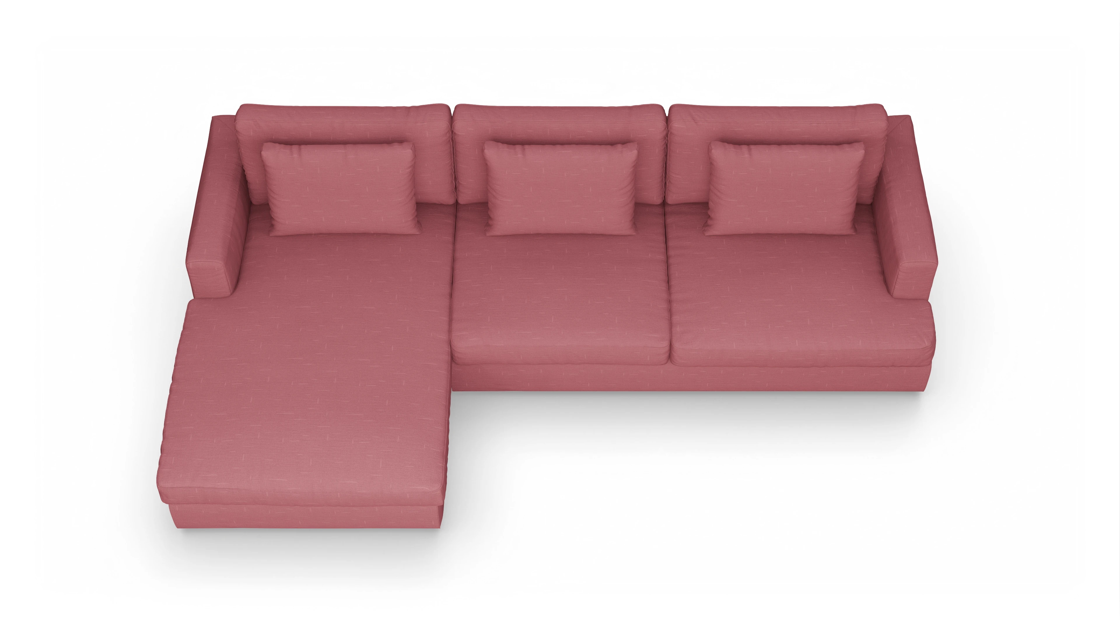 Schlafsofa Sospiri Ansicht des Produktes Sospiri Sofa mit Rec links in Stoff rot