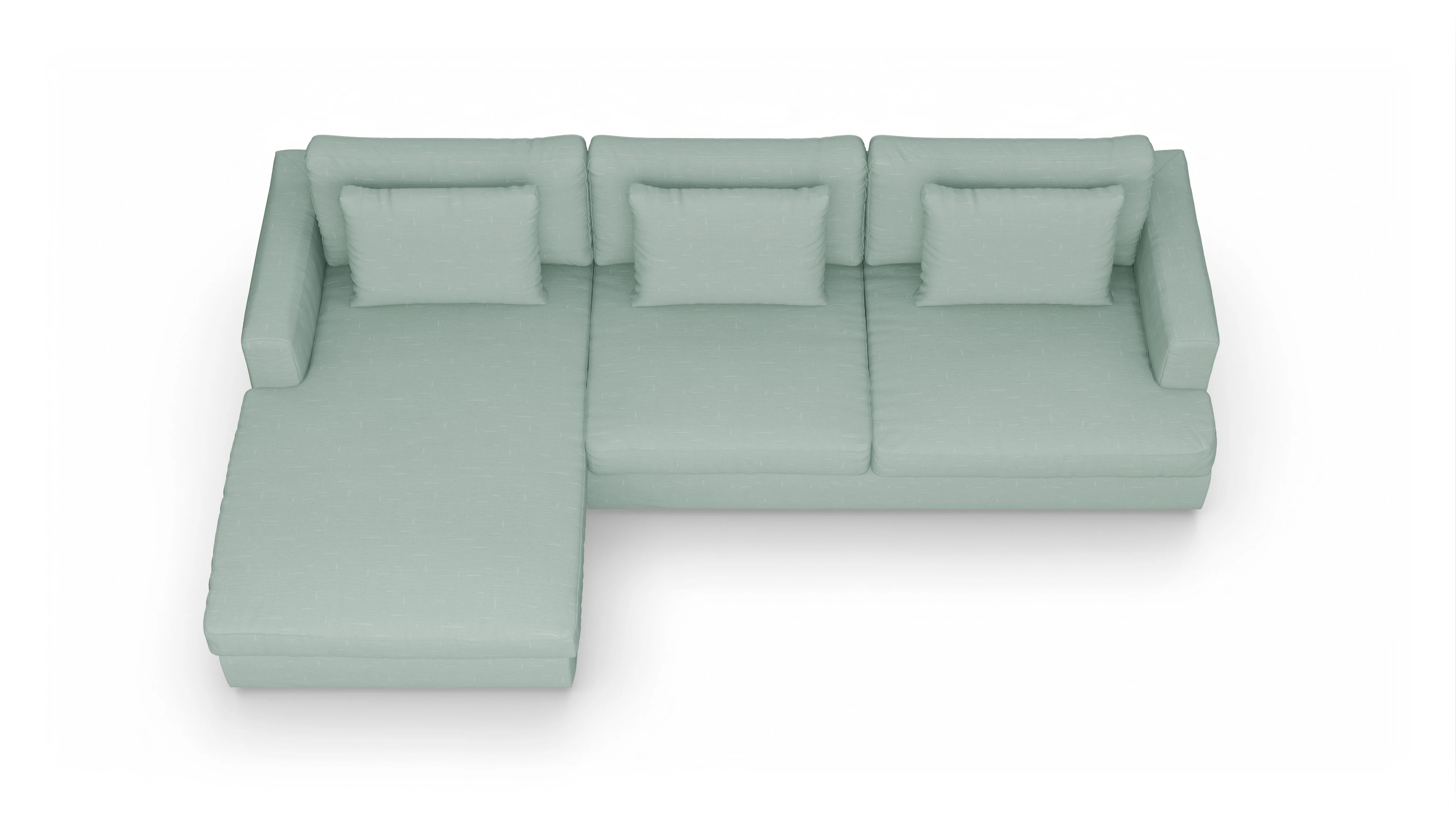 Ansicht des Produktes Sospiri Sofa mit Rec links in Stoff grün