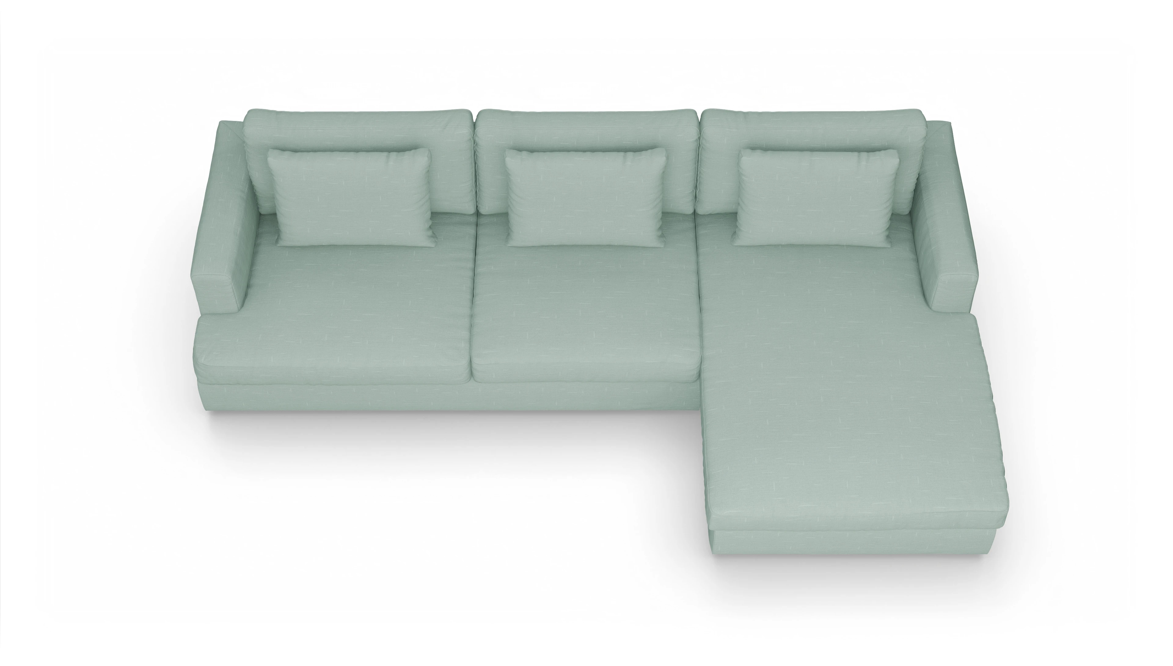 Ansicht des Produktes Sospiri Sofa mit Rec rechts in Stoff grün