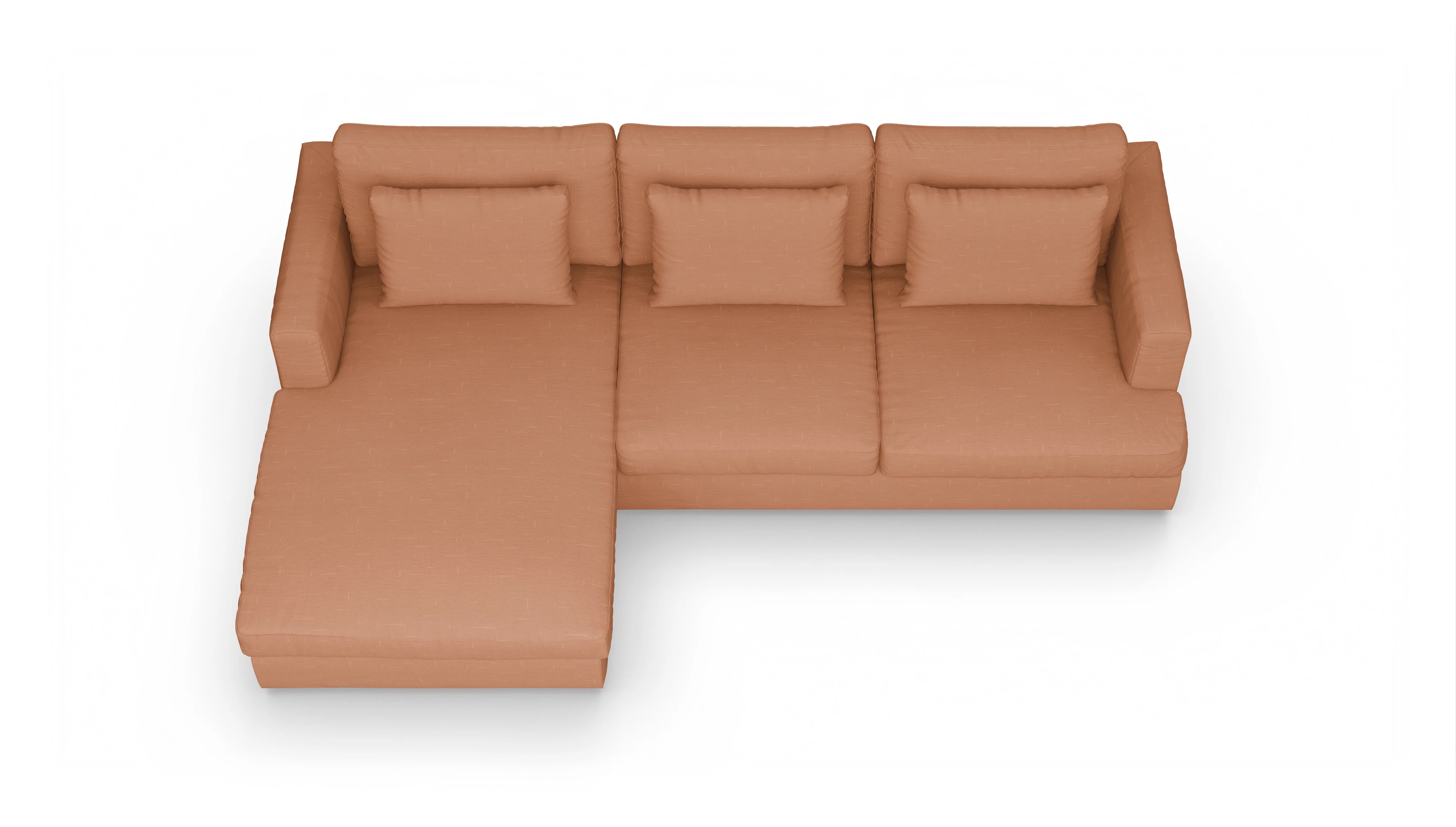 Stoffsofa Sospiri Ansicht des Produktes Sospiri Sofa mit Rec links in Stoff orange