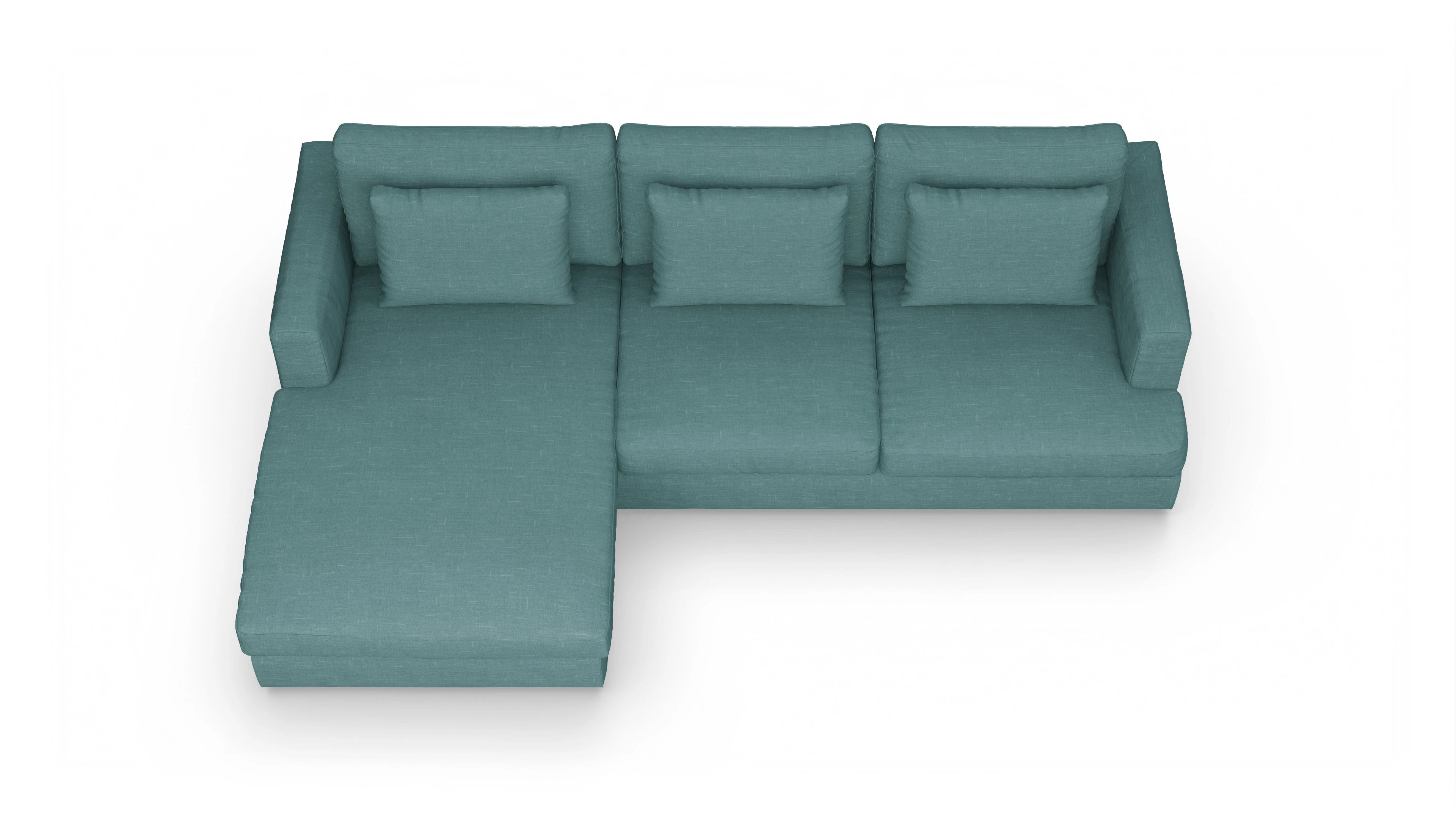 Ansicht des Produktes Sospiri Sofa mit Rec links in Stoff grün