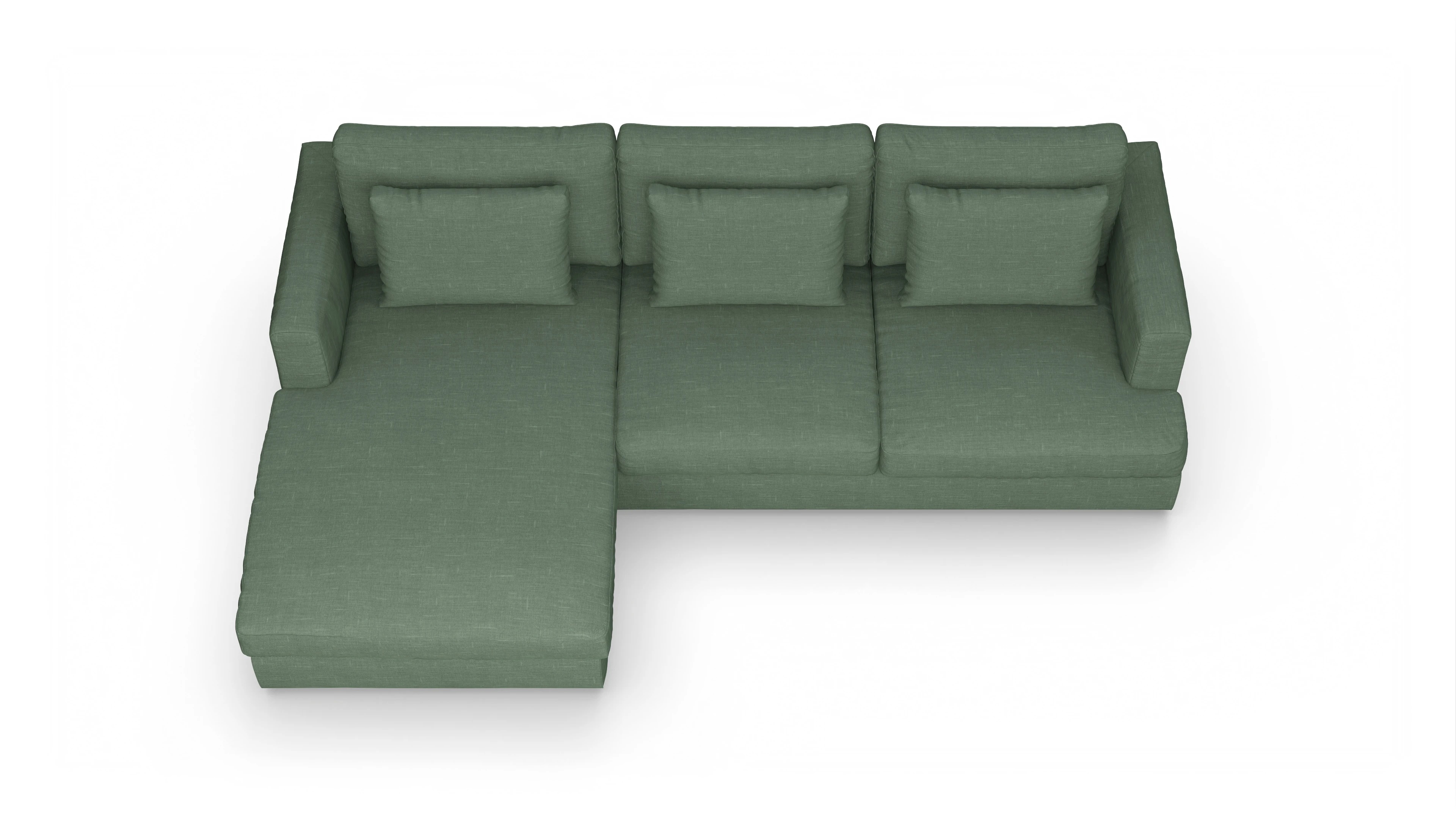 Ansicht des Produktes Sospiri Sofa mit Rec links in Stoff grün