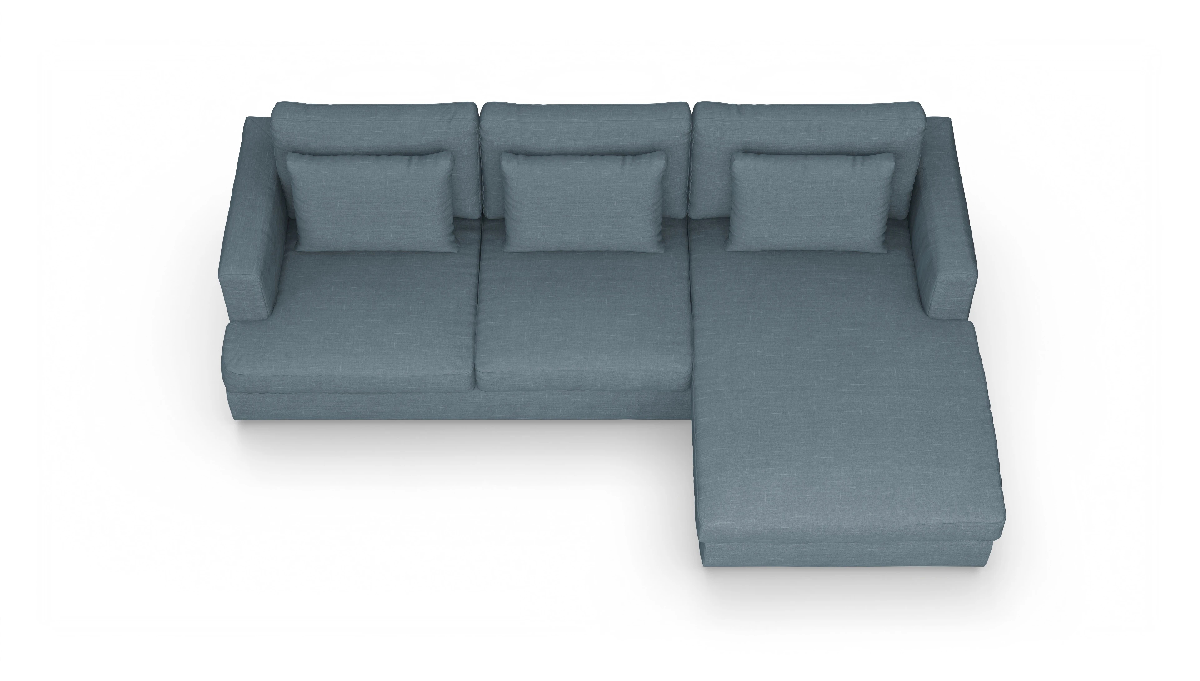 Ansicht des Produktes Sospiri Sofa mit Rec rechts in Stoff blau