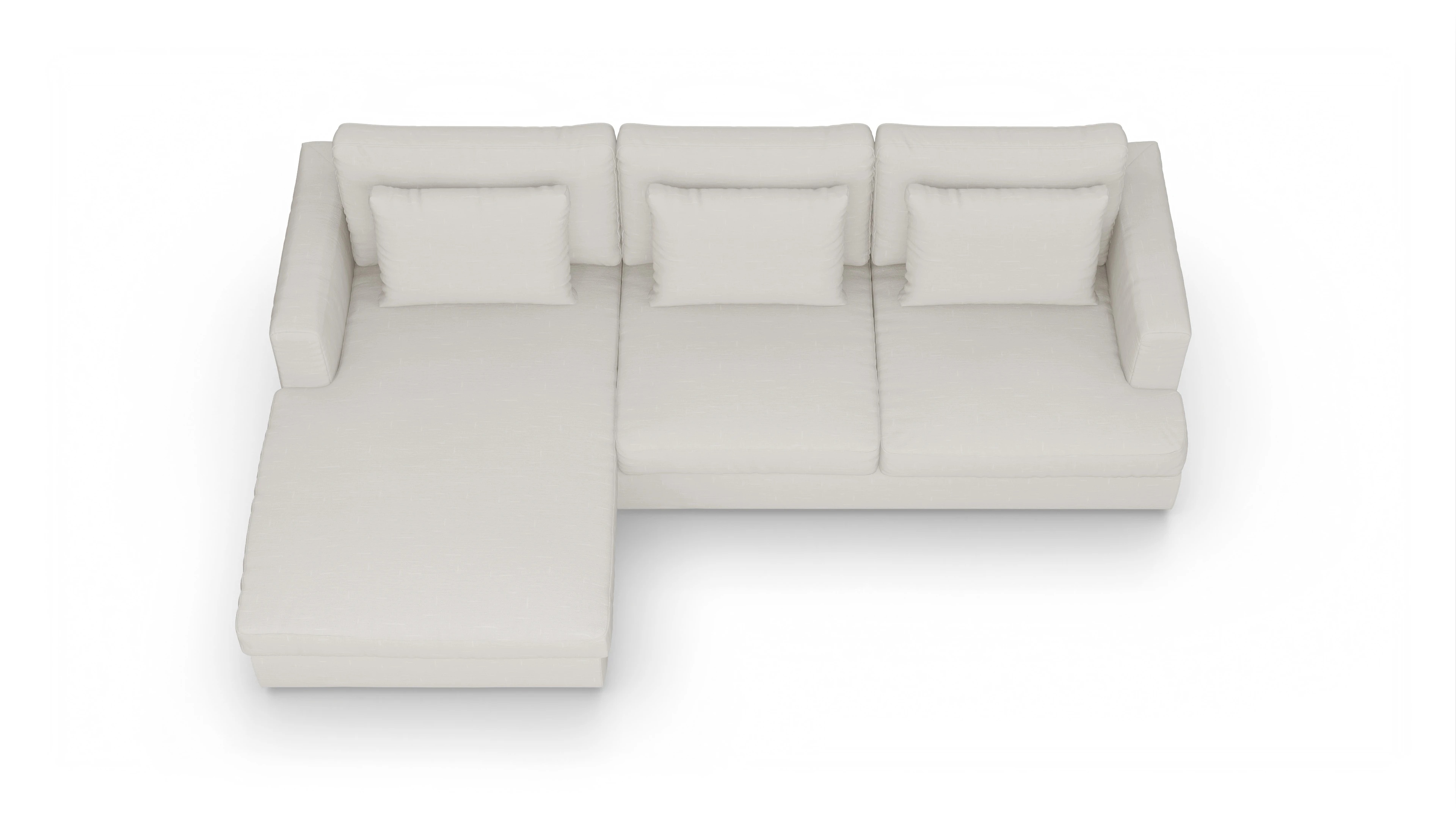 Stoffsofa Sospiri Ansicht des Produktes Sospiri Sofa mit Rec links in Stoff weiß
