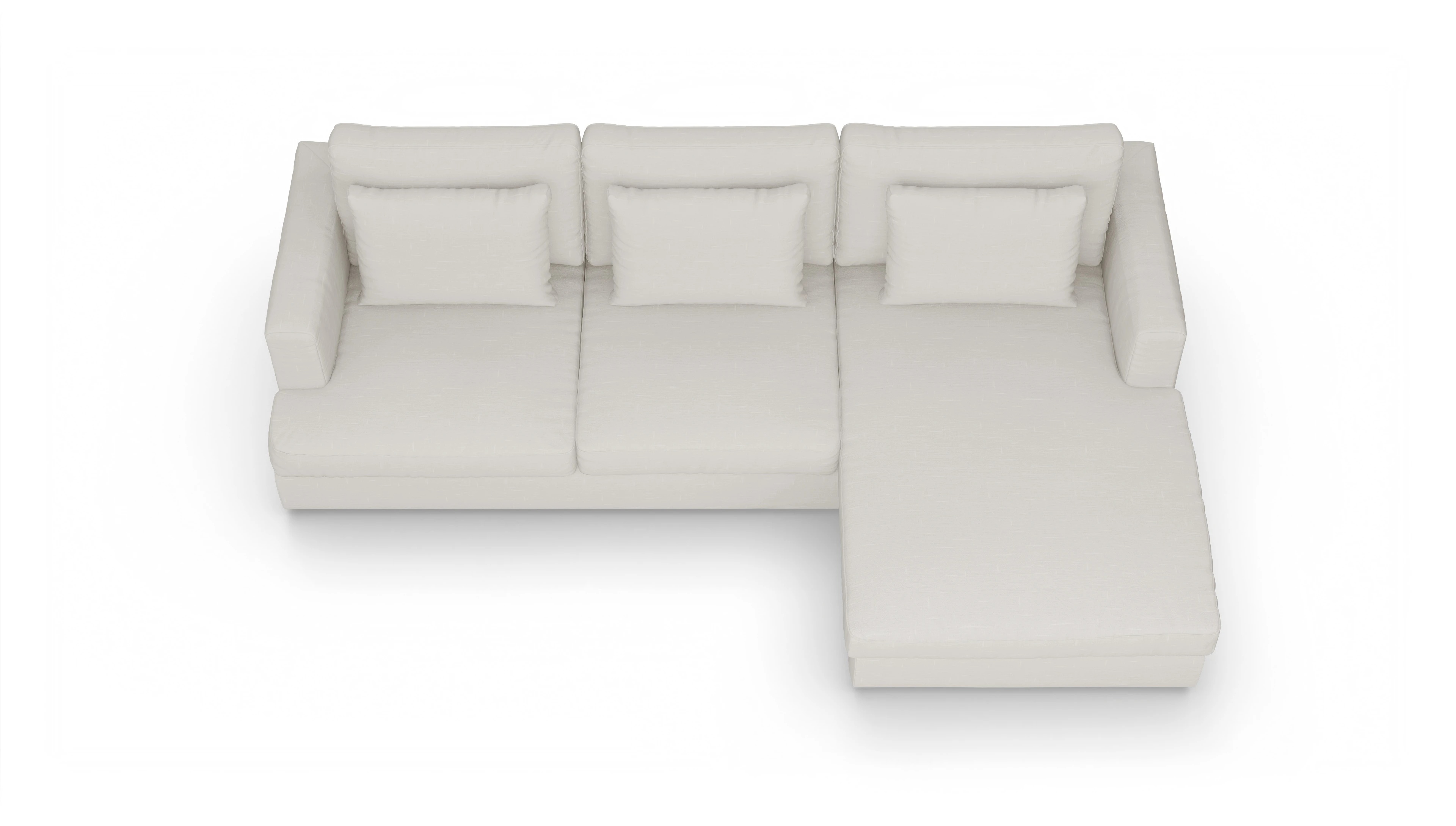 Stoffsofa Sospiri Ansicht des Produktes Sospiri Sofa mit Rec rechts in Stoff weiß