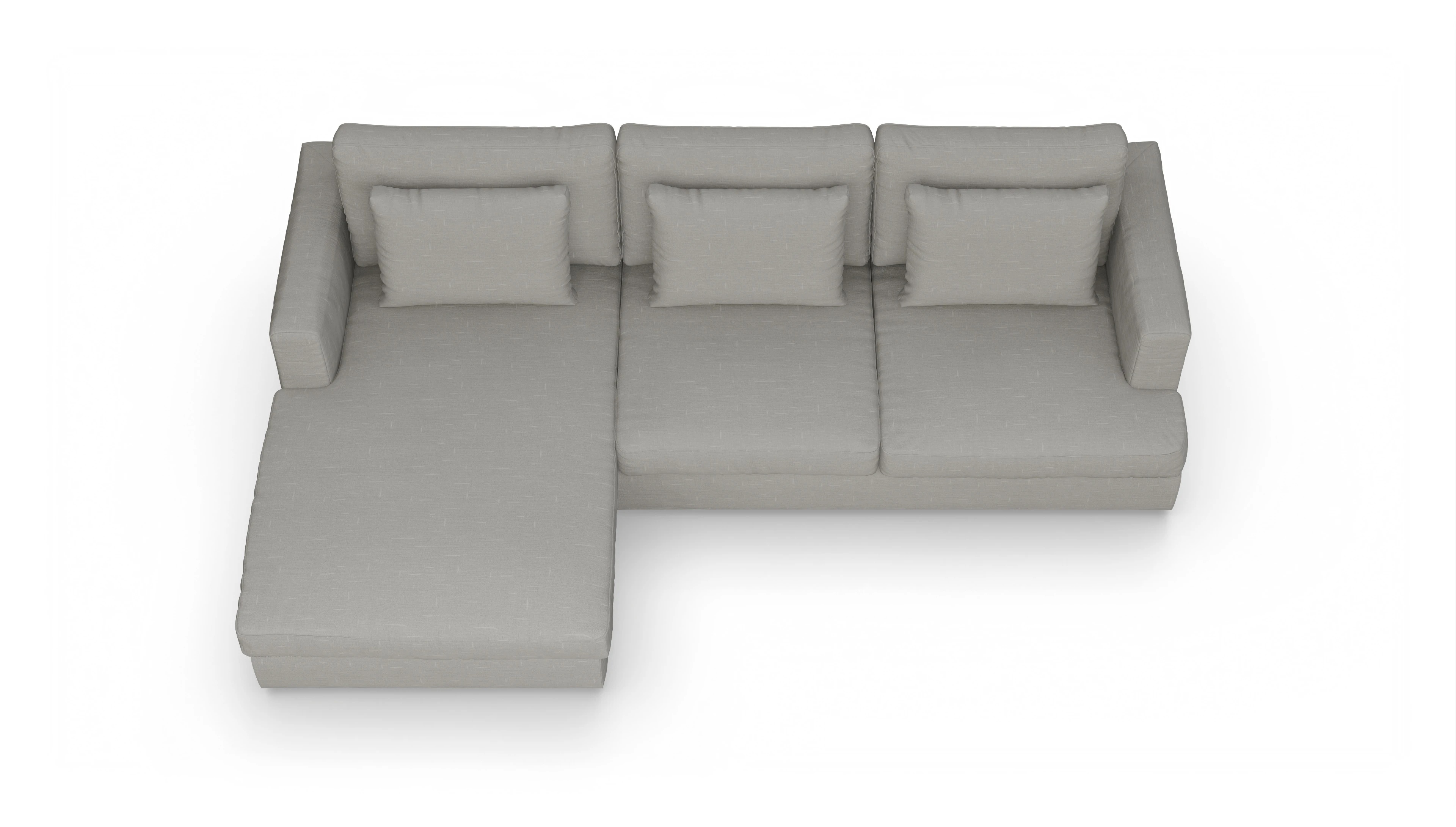 Ansicht des Produktes Sospiri Sofa mit Rec links in Stoff grau