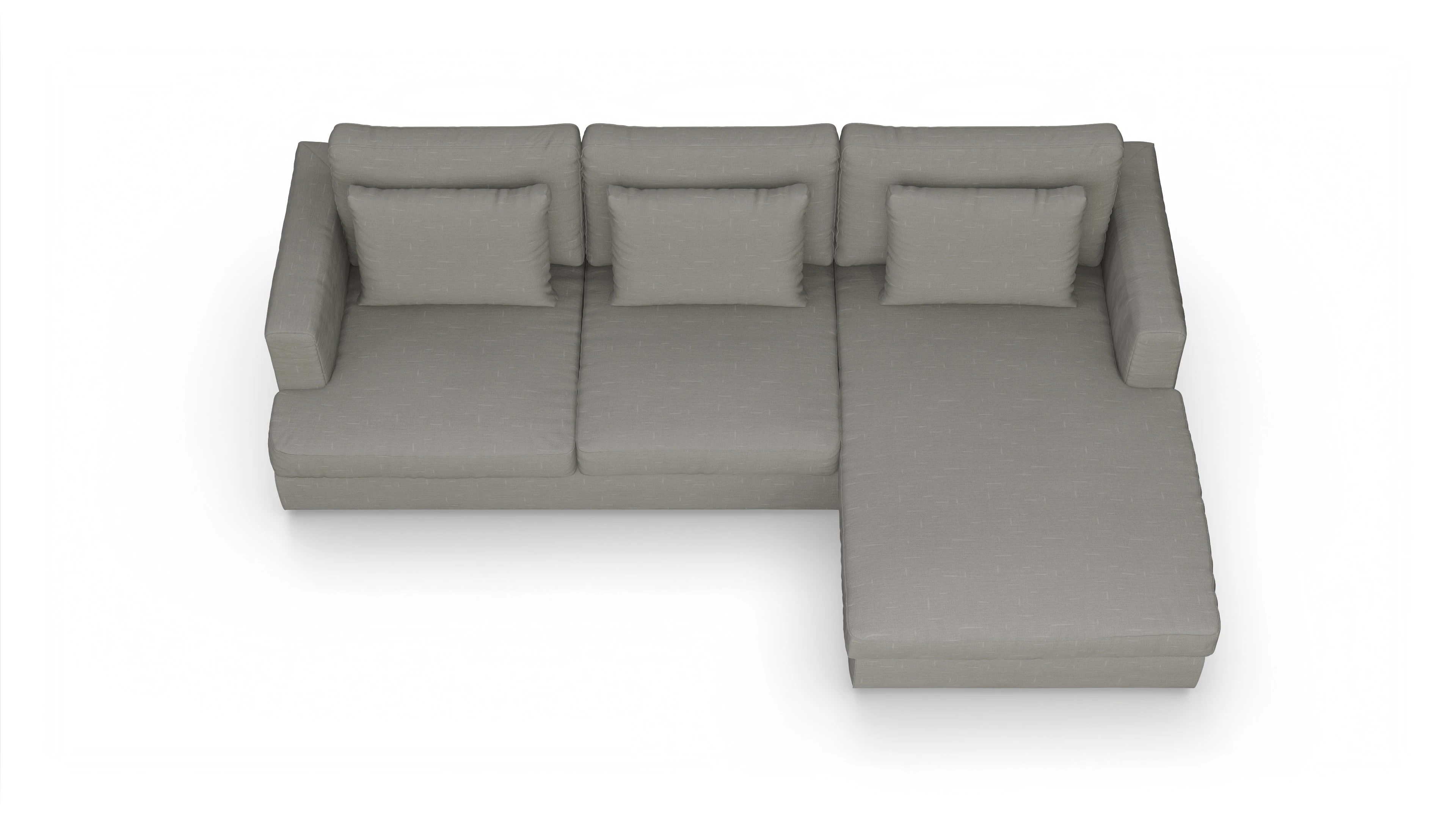 Ansicht des Produktes Sospiri Sofa mit Rec rechts in Stoff grau