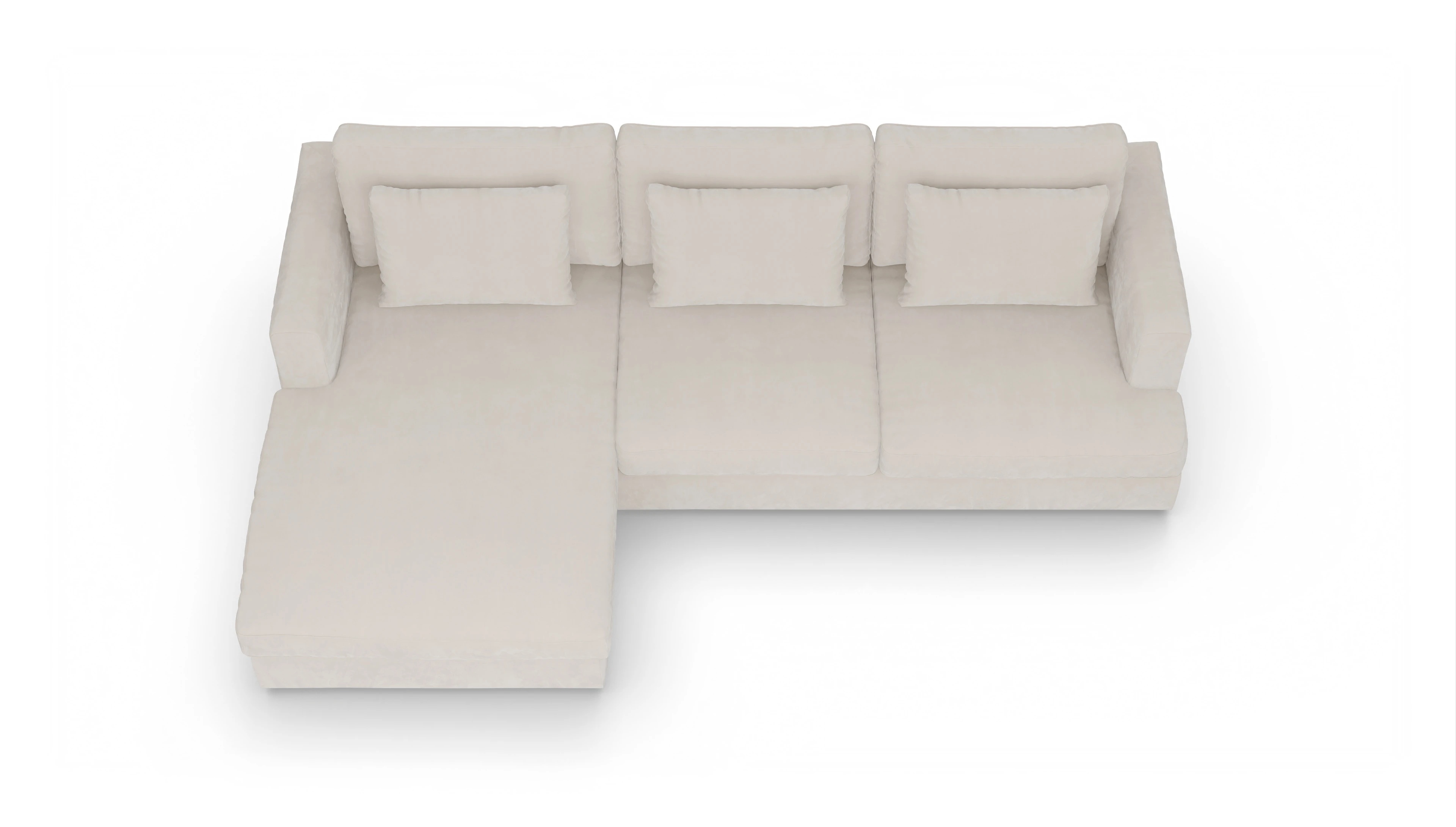 Ansicht des Produktes Sospiri Sofa mit Rec links in Samt weiß