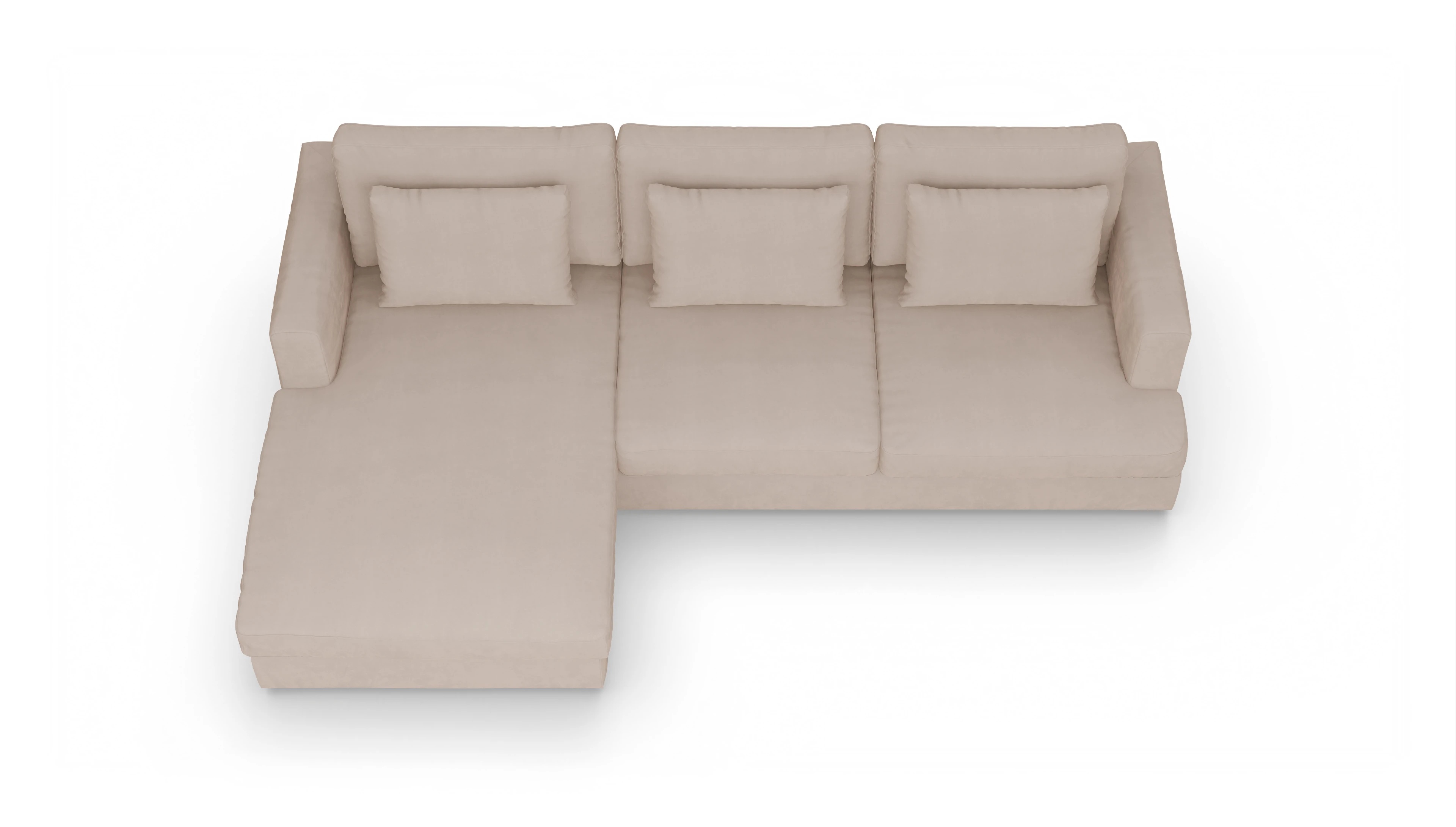 Stoffsofa Sospiri Ansicht des Produktes Sospiri Sofa mit Rec links in Samt beige