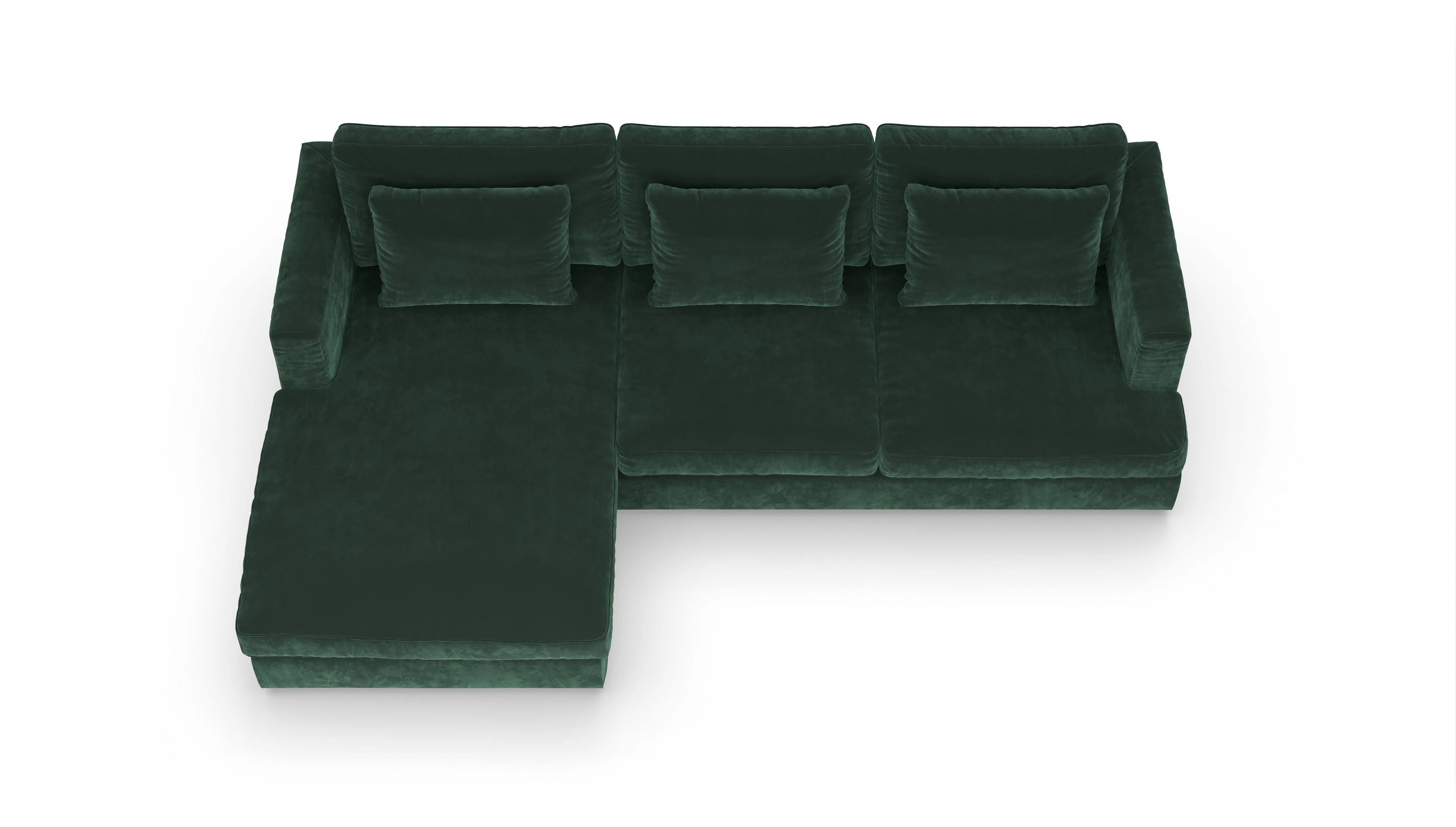 Ansicht des Produktes Sospiri Sofa mit Rec links in Samt grün