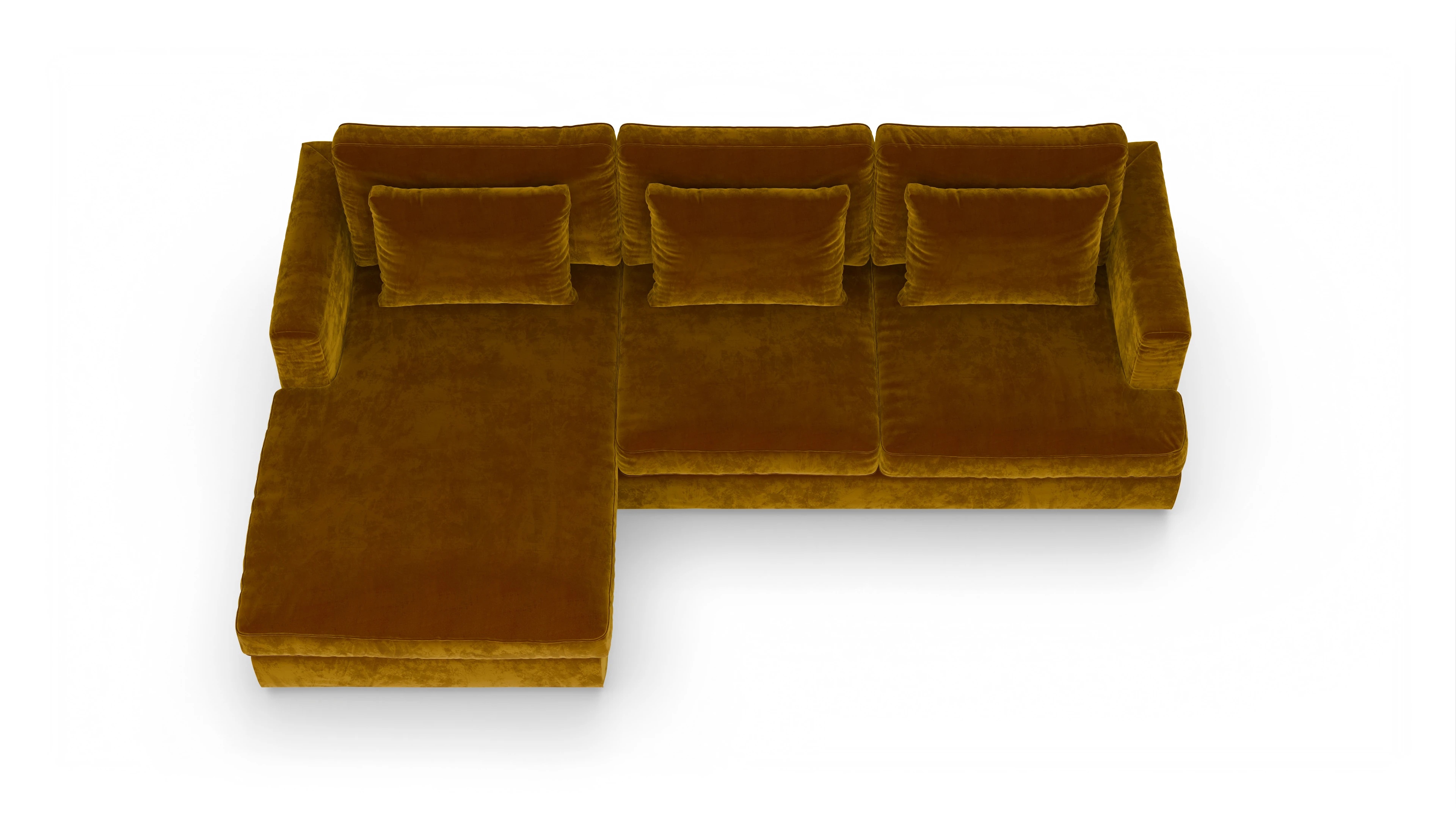 Ansicht des Produktes Sospiri Sofa mit Rec links in Samt gelb