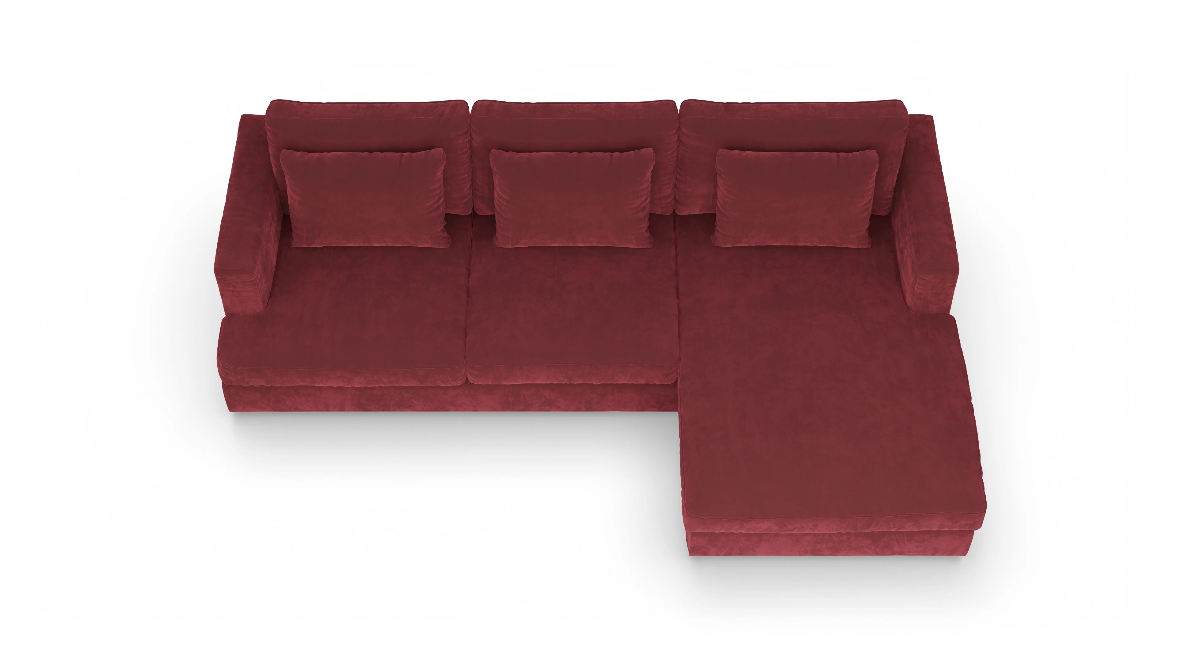 Stoffsofa Sospiri Ansicht des Produktes Sospiri Sofa mit Rec rechts in Samt rot