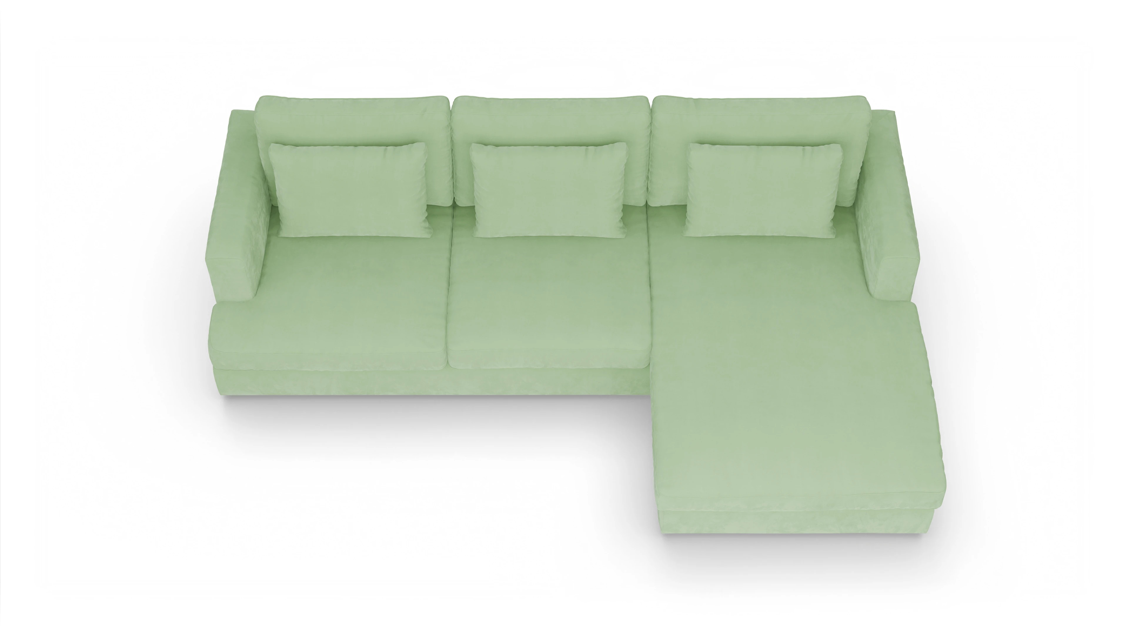 Ansicht des Produktes Sospiri Sofa mit Rec rechts in Samt grün