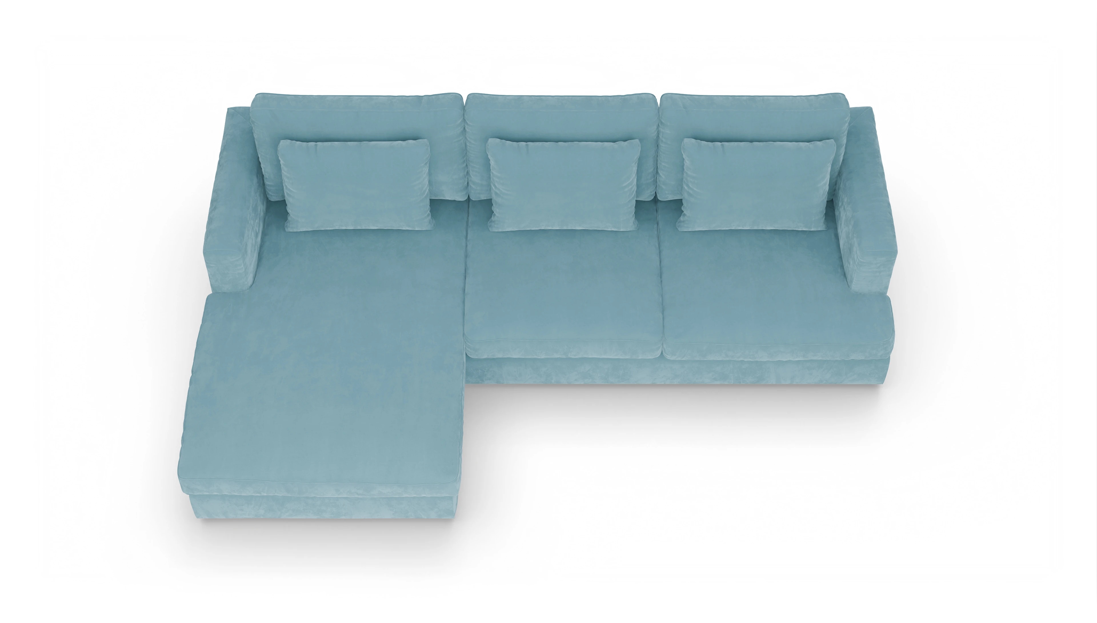 Ansicht des Produktes Sospiri Sofa mit Rec links in Samt blau