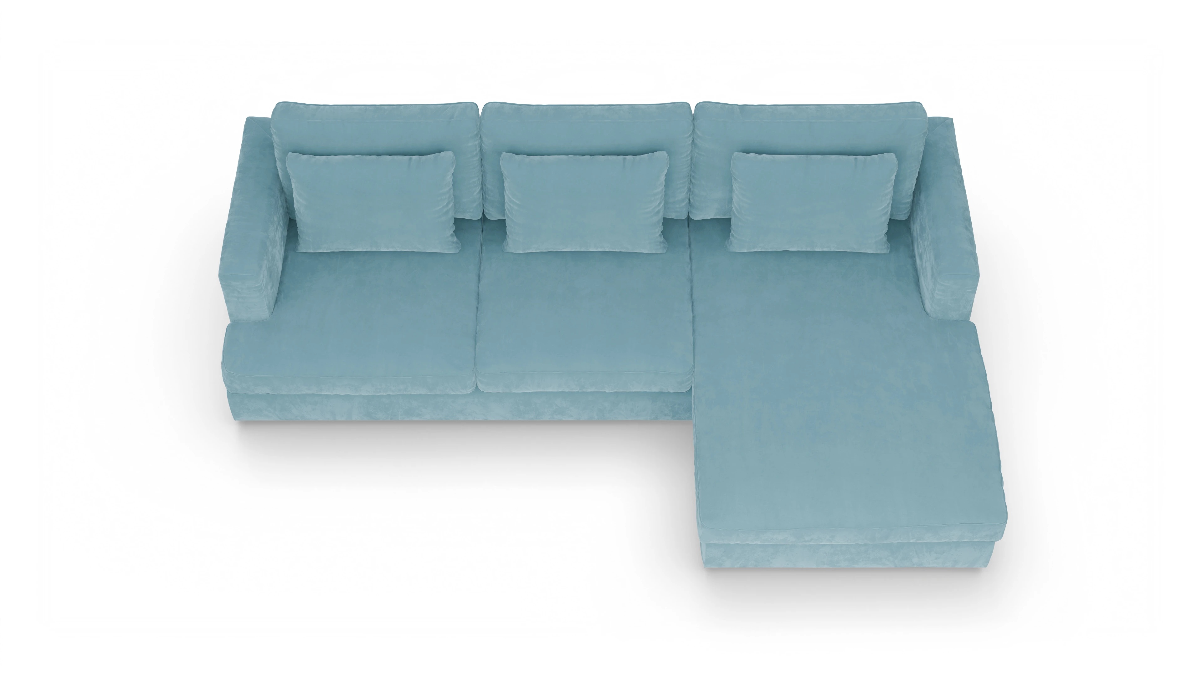 Ansicht des Produktes Sospiri Sofa mit Rec rechts in Samt blau