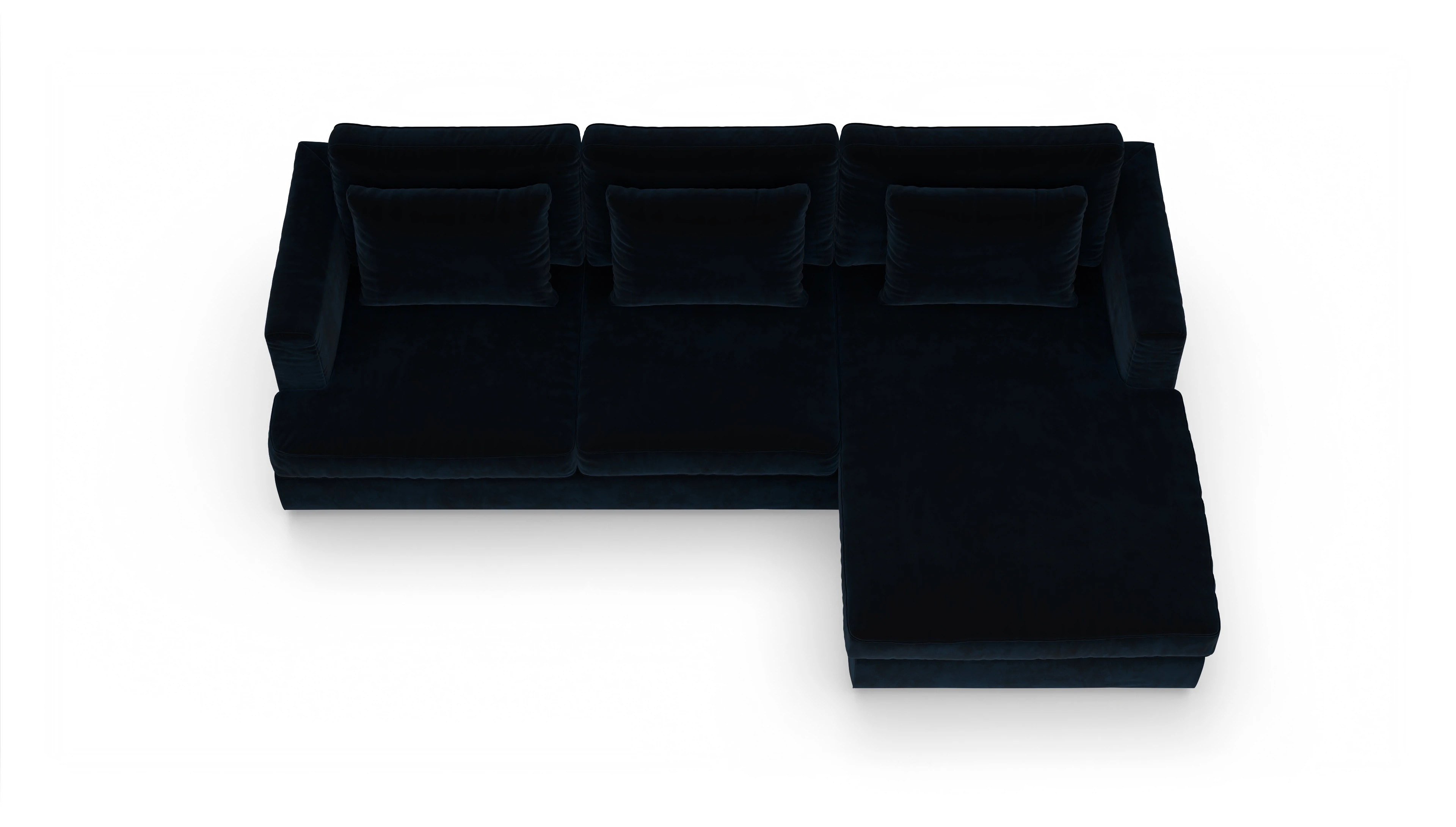 Stoffsofa Sospiri Ansicht des Produktes Sospiri Sofa mit Rec rechts in Samt blau