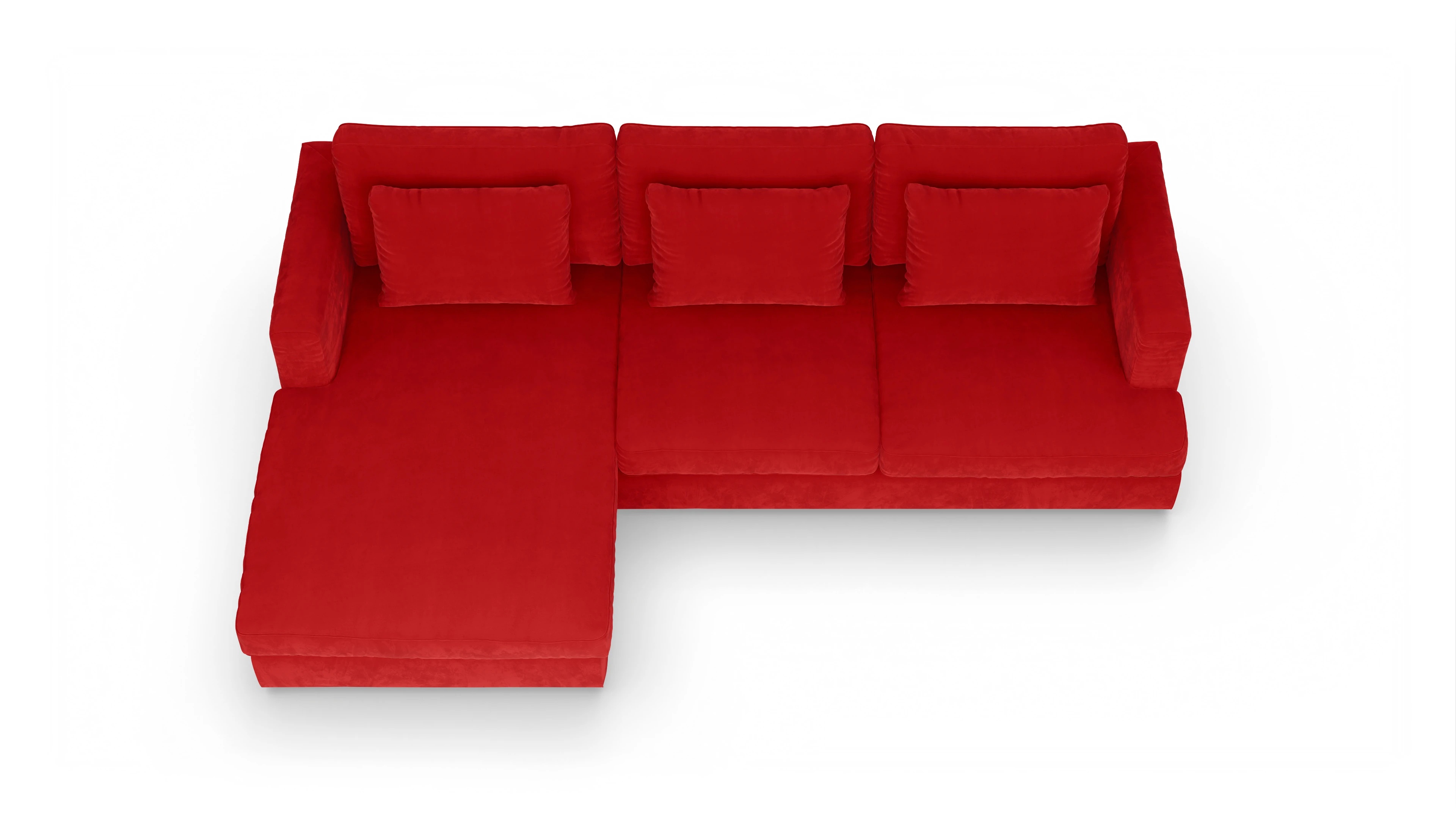 Ansicht des Produktes Sospiri Sofa mit Rec links in Samt rot