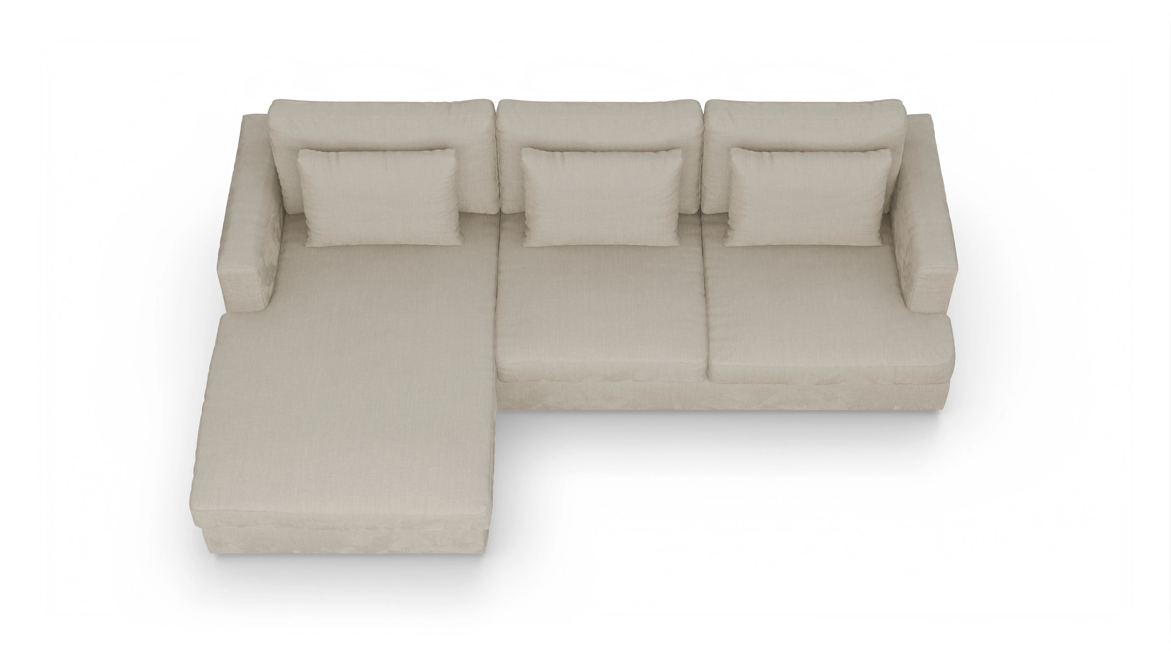 Ansicht des Produktes Sospiri Sofa mit Rec links in Stoff beige