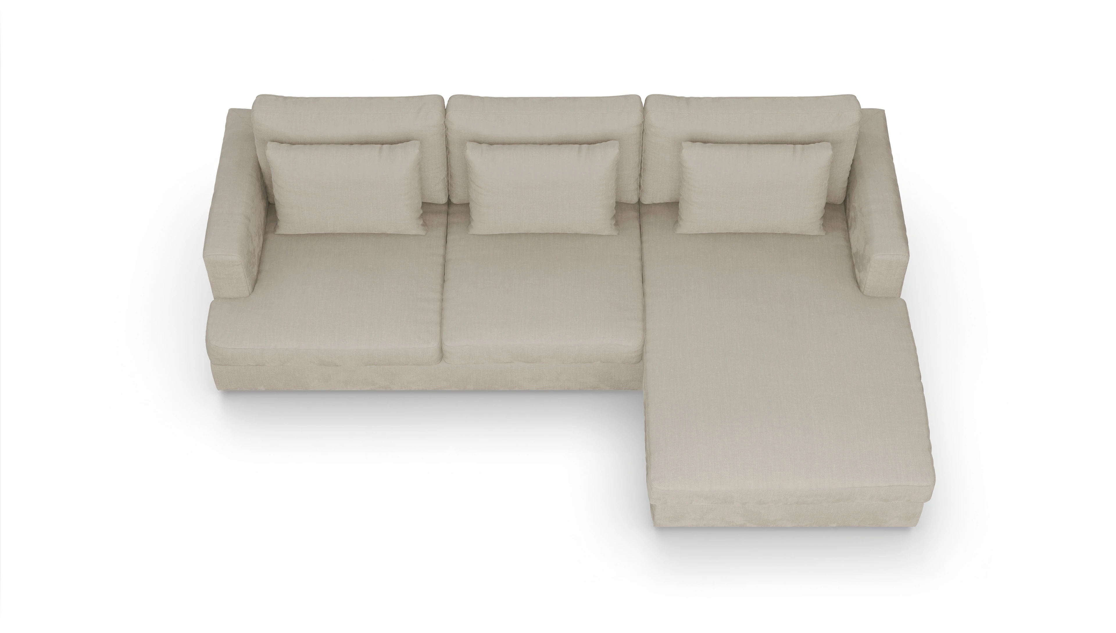 Ansicht des Produktes Sospiri Sofa mit Rec rechts in Stoff beige