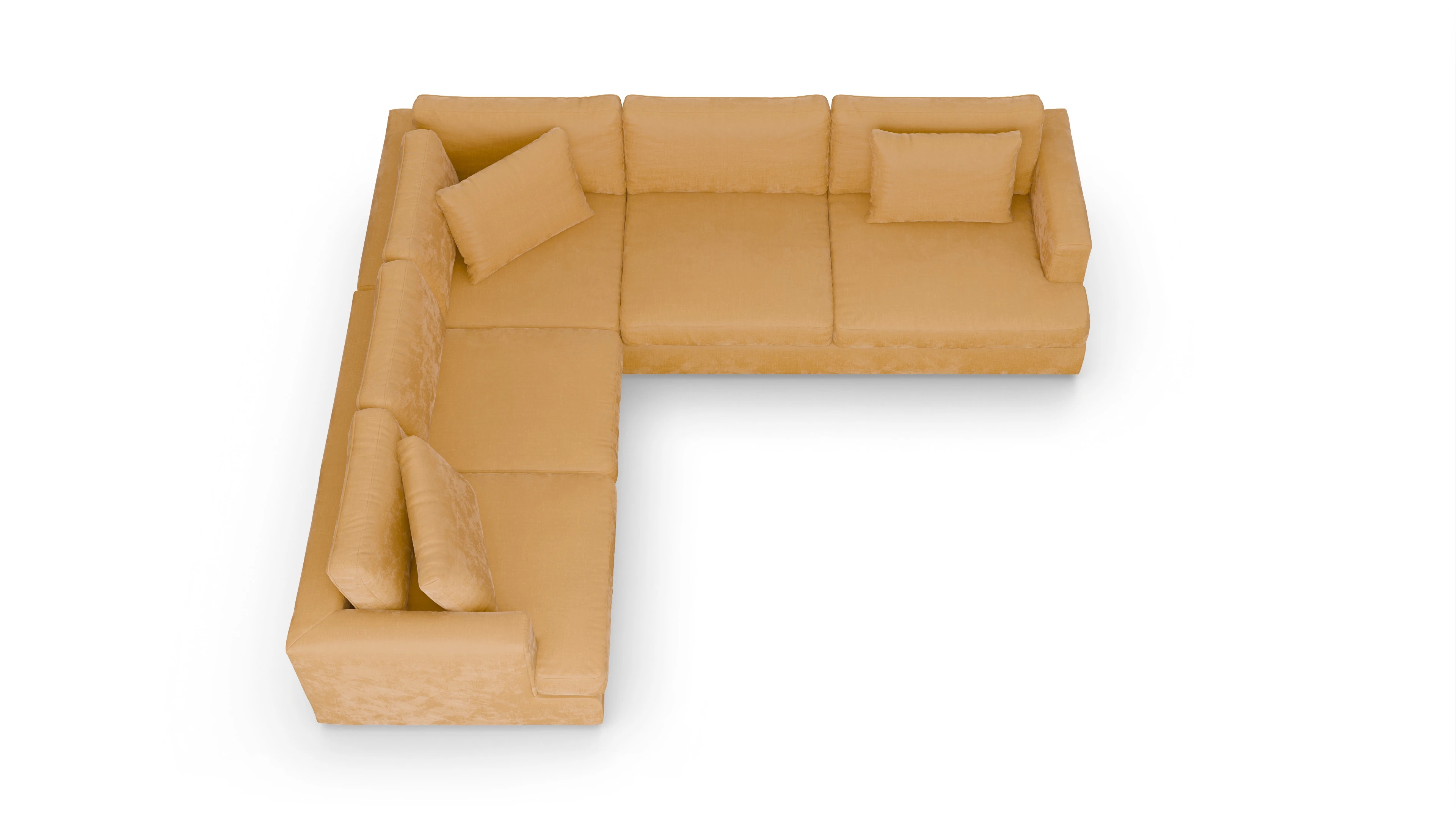 Stoffsofa Sospiri Ansicht des Produktes Sospiri Ecksofa Links in Stoff gelb