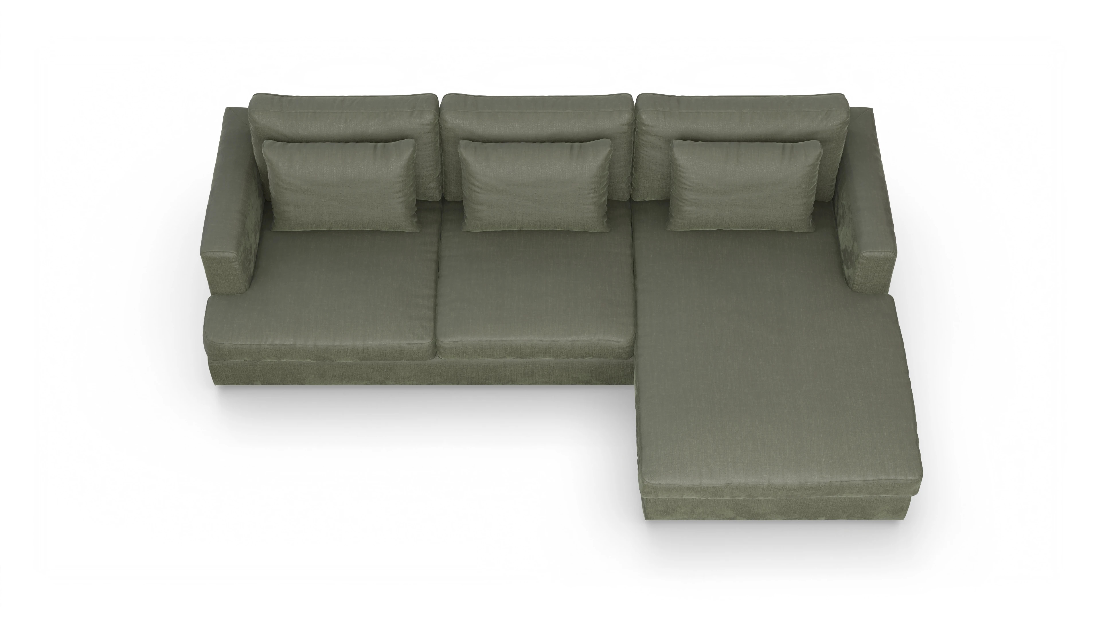Ansicht des Produktes Sospiri Sofa mit Rec rechts in Stoff grün