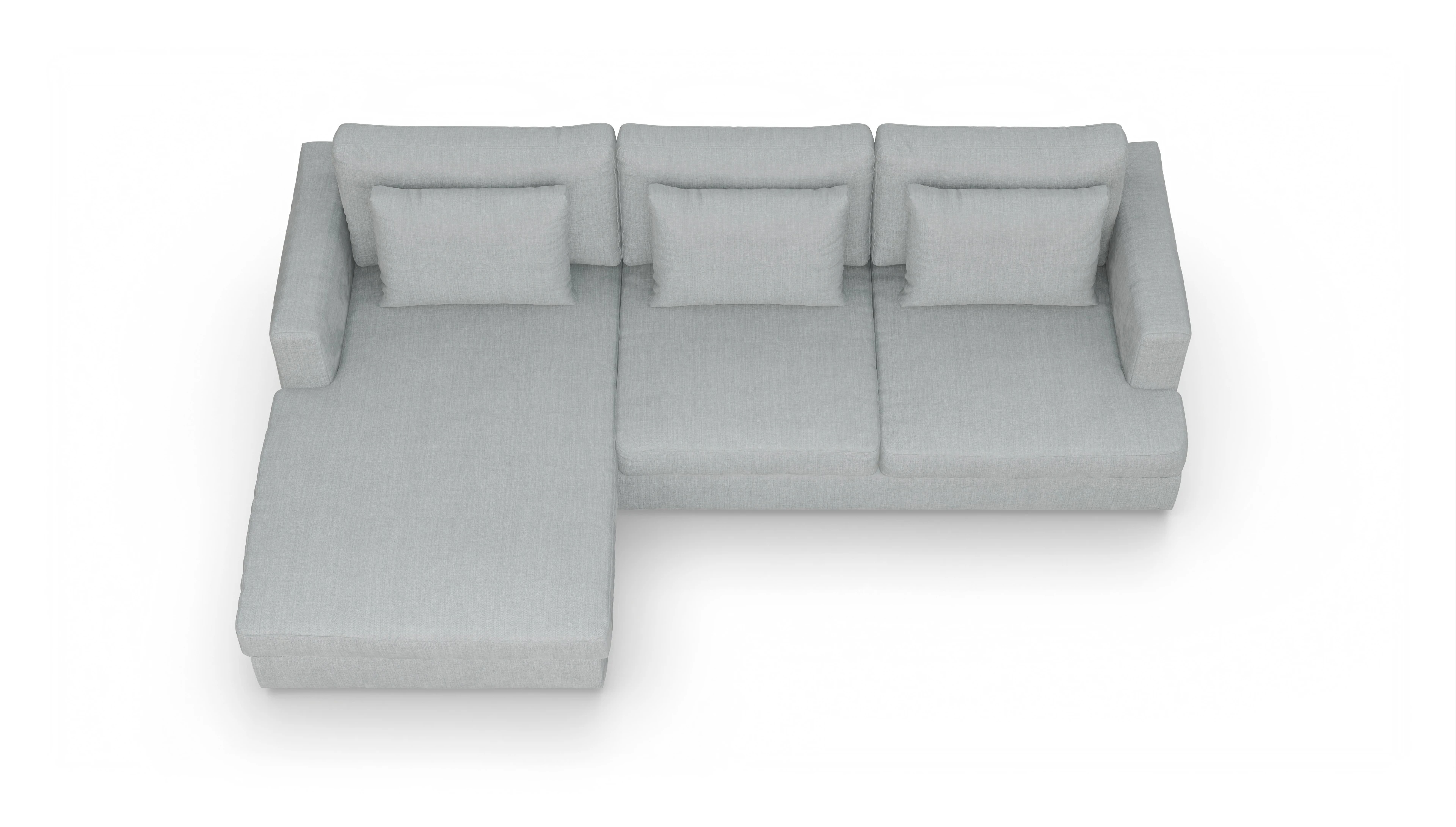 Ansicht des Produktes Sospiri Sofa mit Rec links in Stoff grau