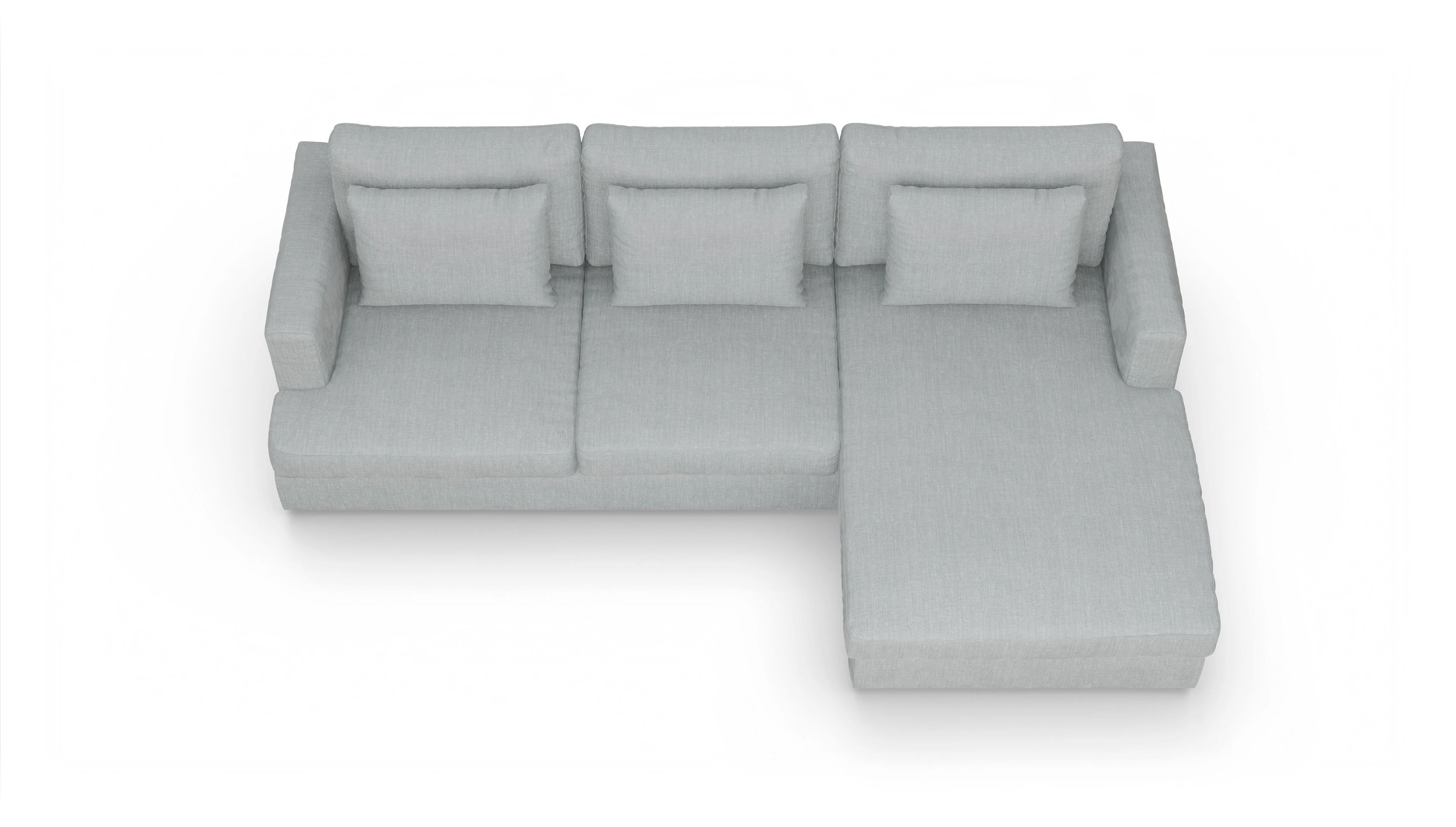 Stoffsofa Sospiri Ansicht des Produktes Sospiri Sofa mit Rec rechts in Stoff grau