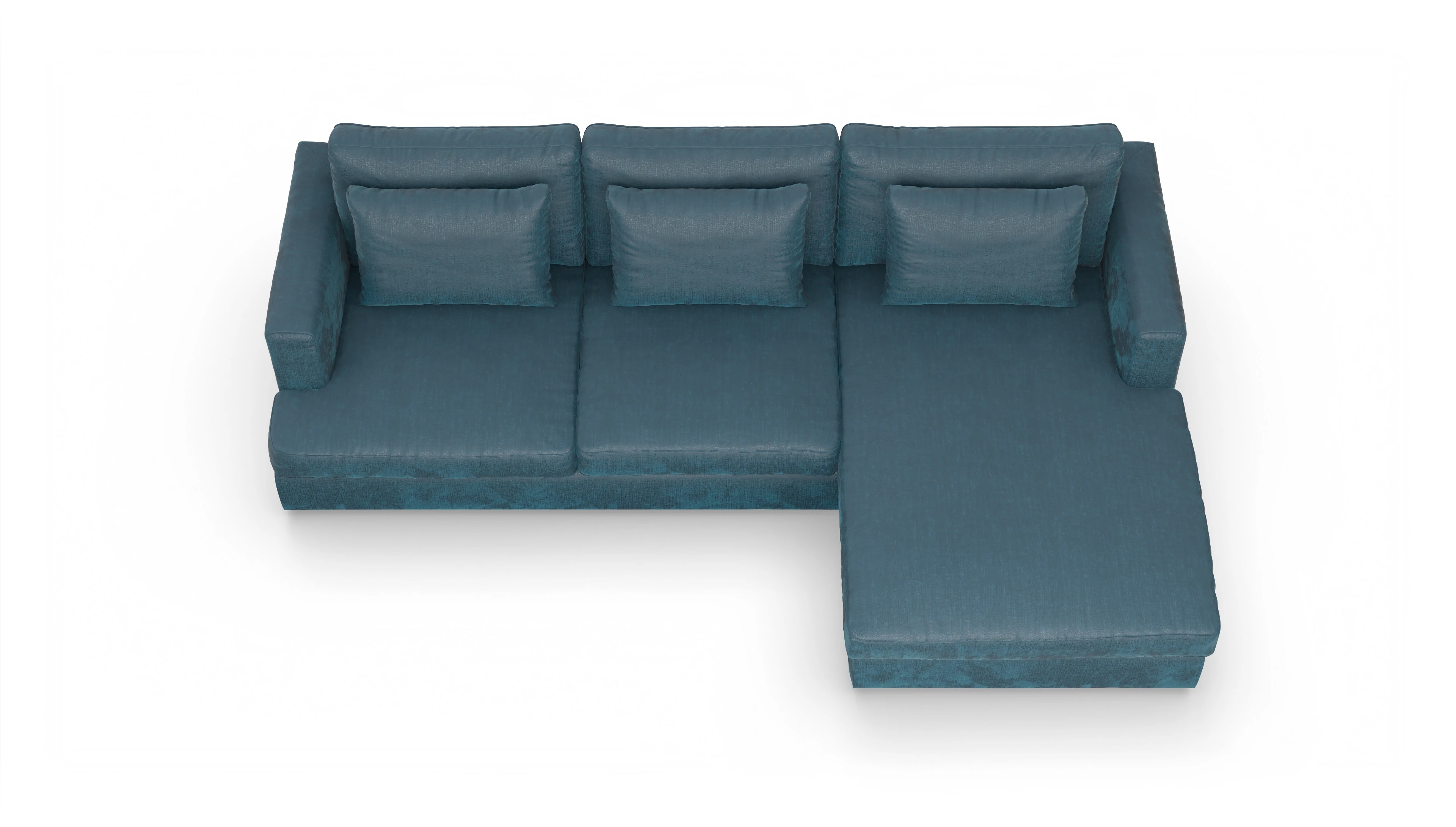 Ansicht des Produktes Sospiri Sofa mit Rec rechts in Stoff blau