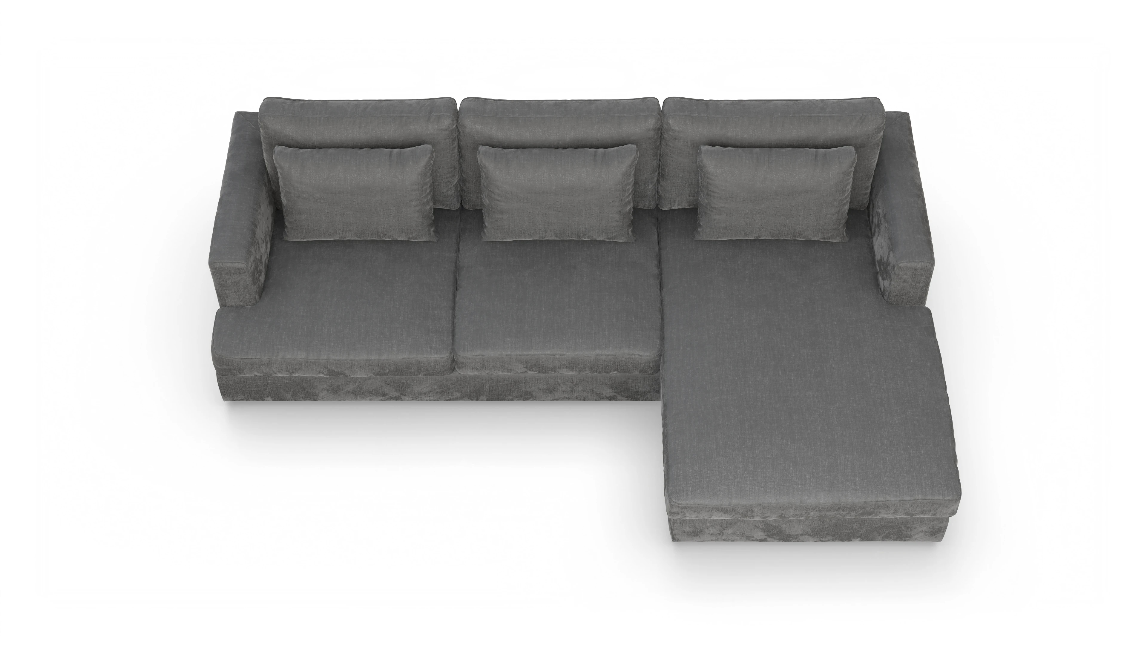 Ansicht des Produktes Sospiri Sofa mit Rec rechts in Stoff grau