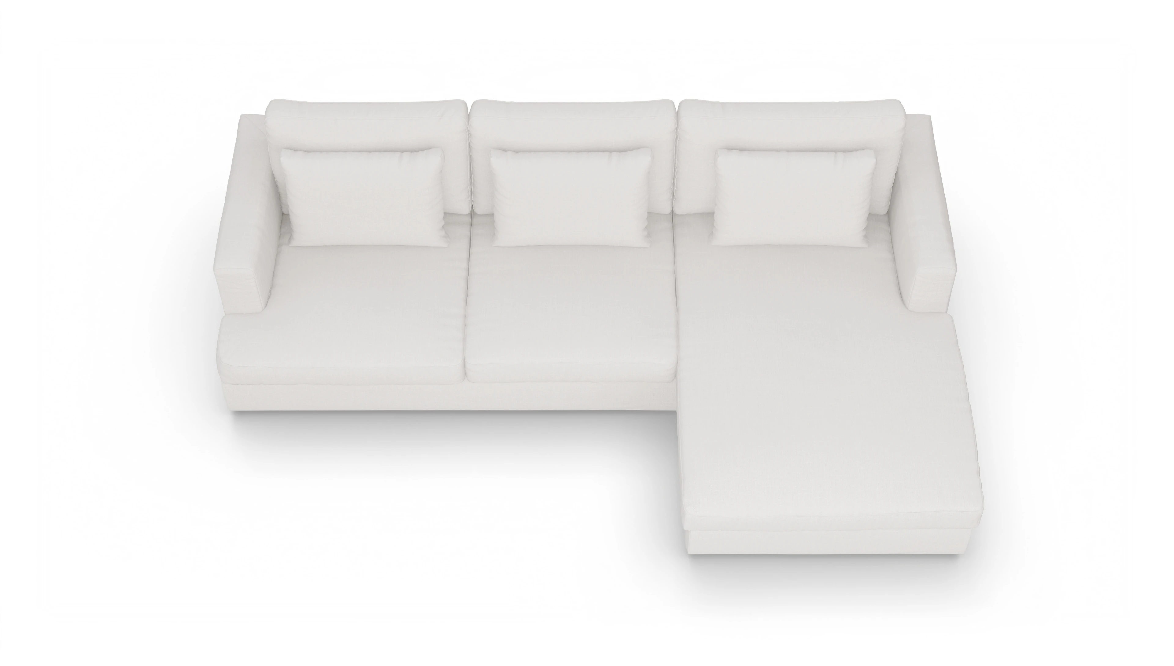 Ansicht des Produktes Sospiri Sofa mit Rec rechts in Stoff weiß