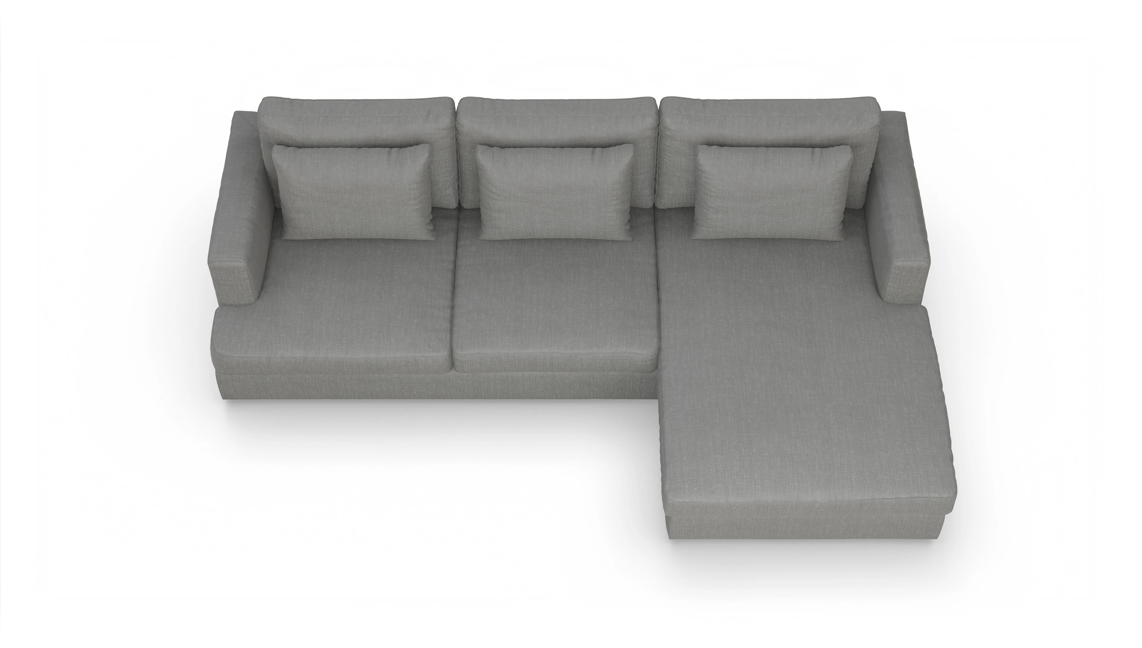Ansicht des Produktes Sospiri Sofa mit Rec rechts in Stoff grau