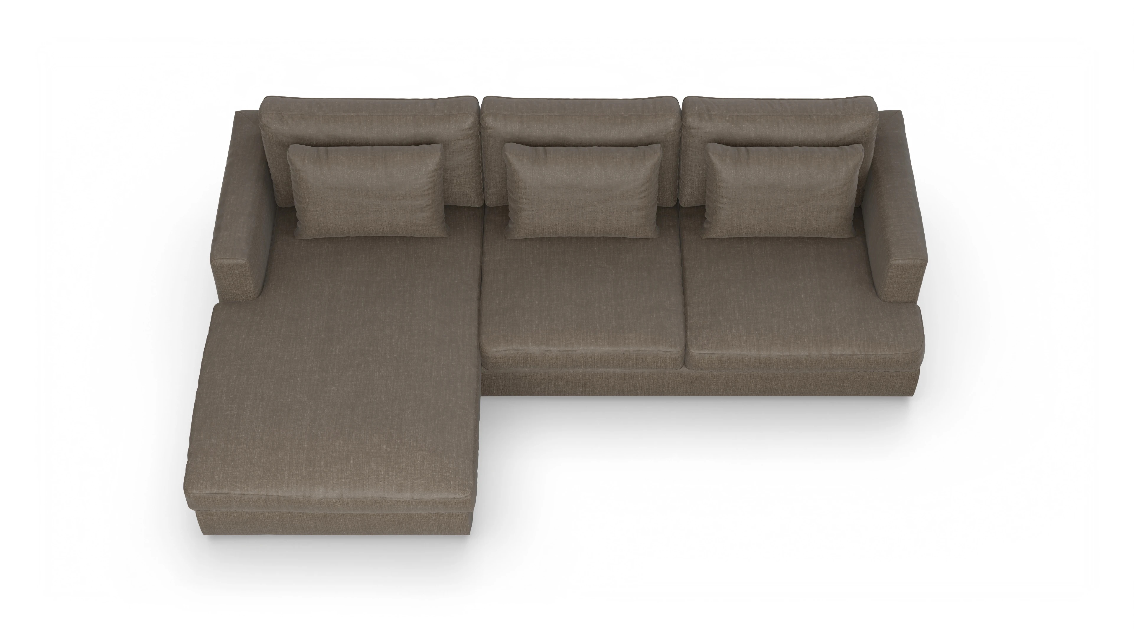 Ansicht des Produktes Sospiri Sofa mit Rec links in Stoff braun